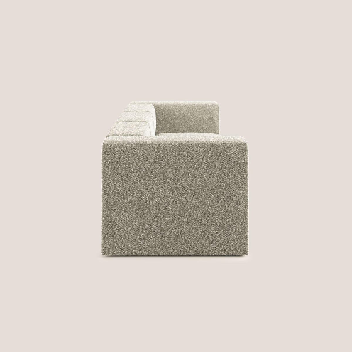 Nettuno divano lineare modulare a 3 sedute componibile in morbido tessuto bouclè T07 beige - divitt.sbs