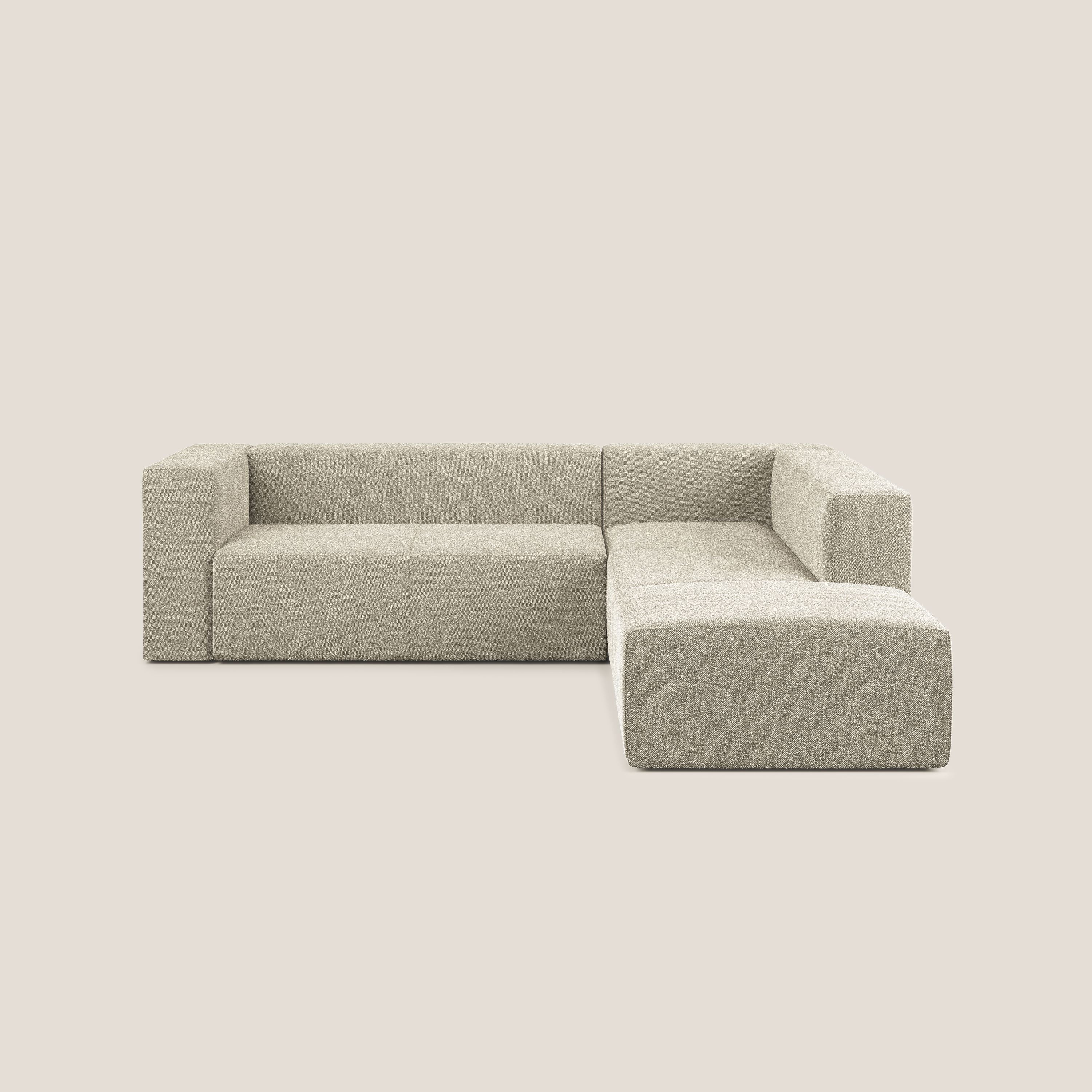 Nettuno divano angolare modulare componibile in morbido tessuto bouclè T07 beige - divitt.sbs