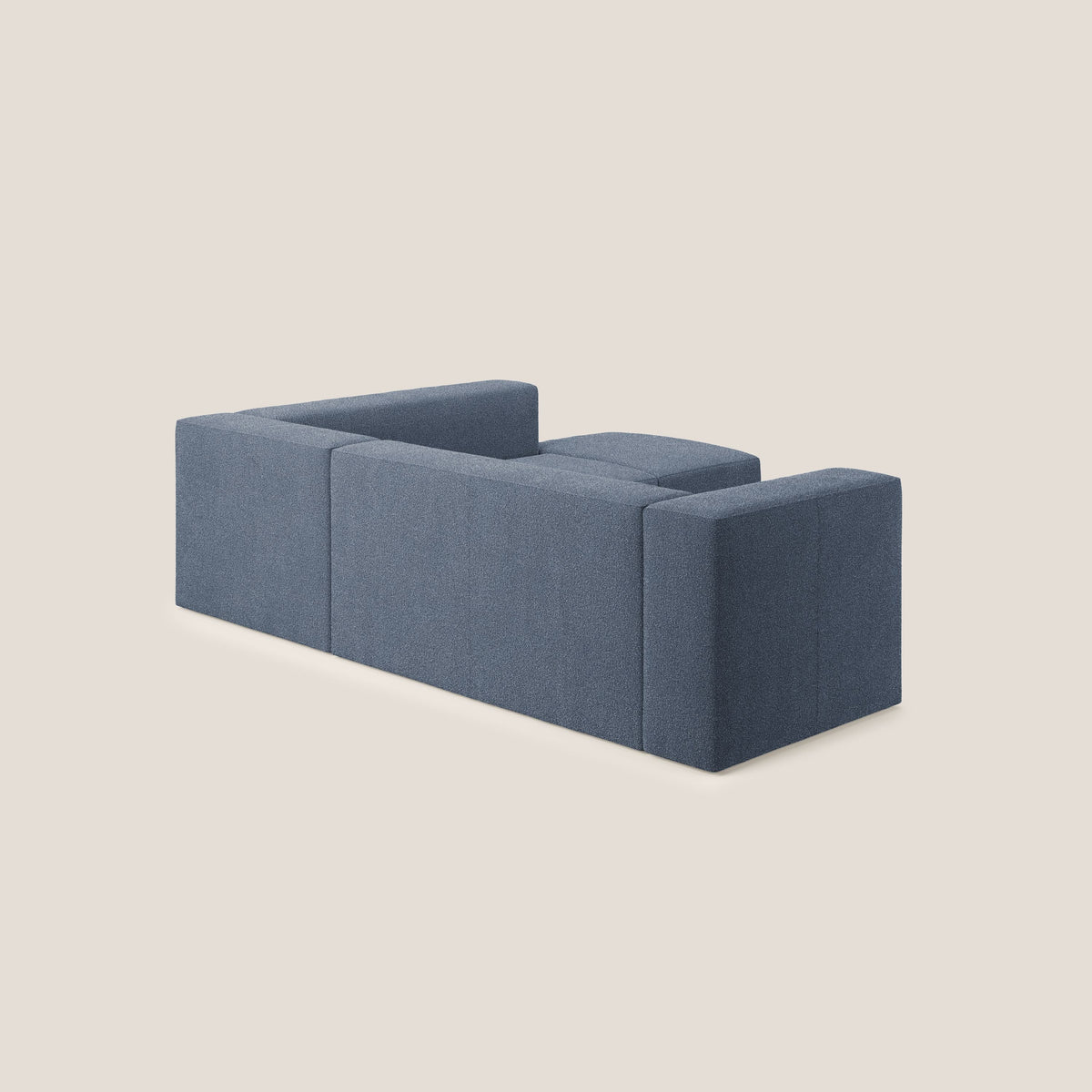 Nettuno divano angolare modulare componibile in morbido tessuto bouclè T07 blu - divitt.sbs
