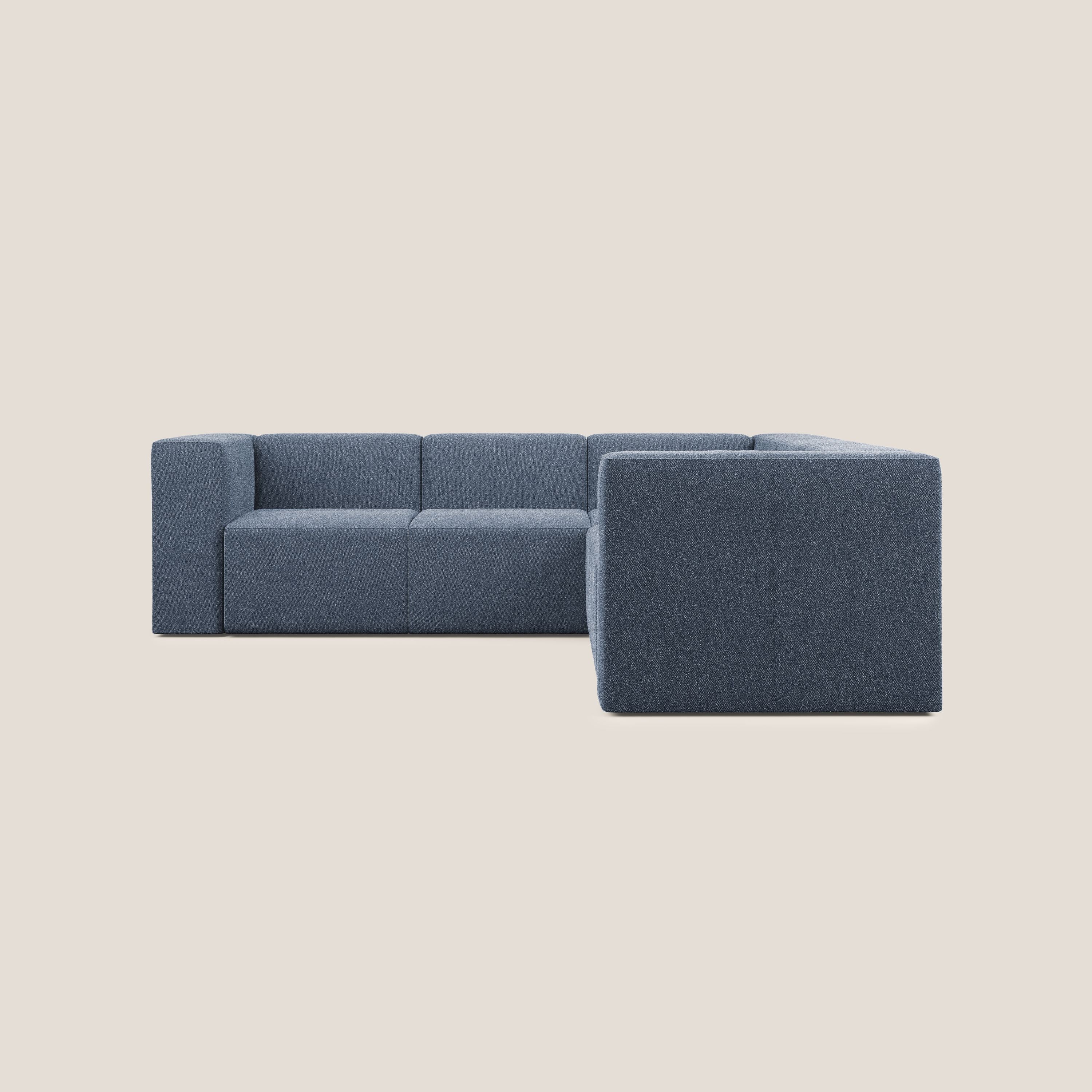 Nettuno divano angolare componibile reversibile in morbido tessuto bouclè T07 blu - divitt.sbs