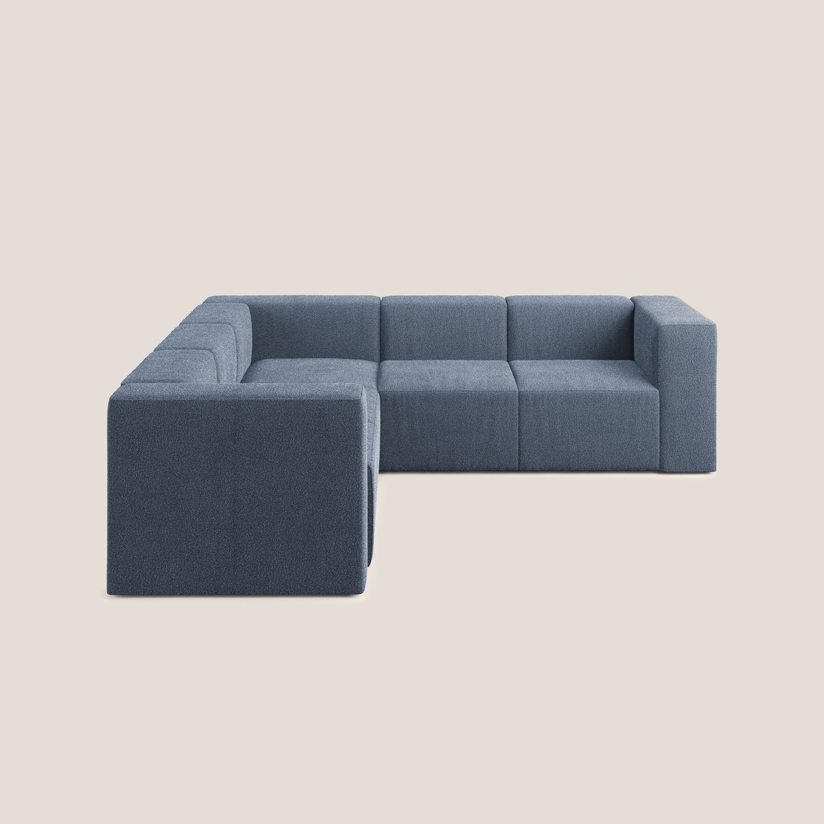 Nettuno divano angolare componibile reversibile in morbido tessuto bouclè T07 blu - divitt.sbs