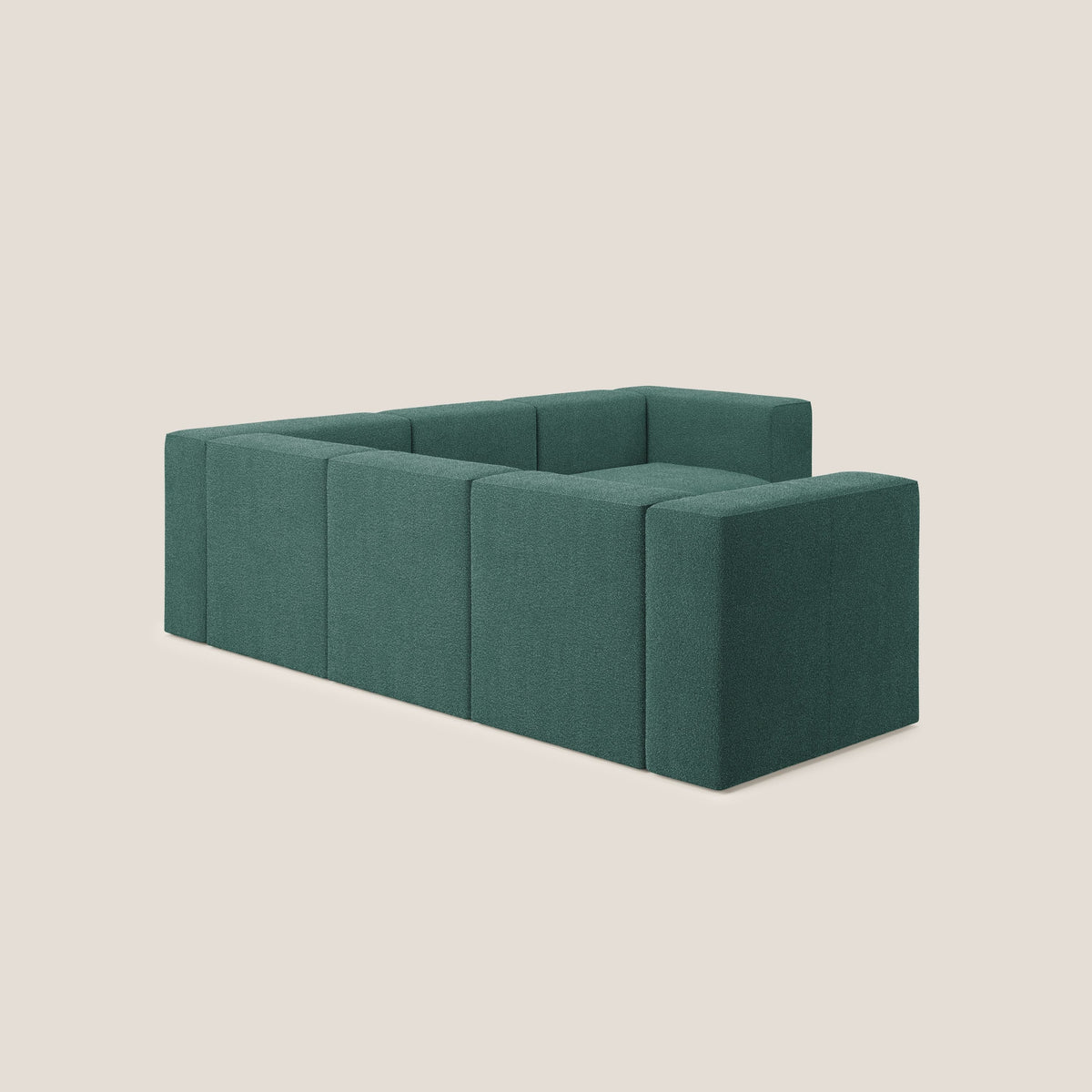 Nettuno divano angolare componibile reversibile in morbido tessuto bouclè T07 verde - divitt.sbs