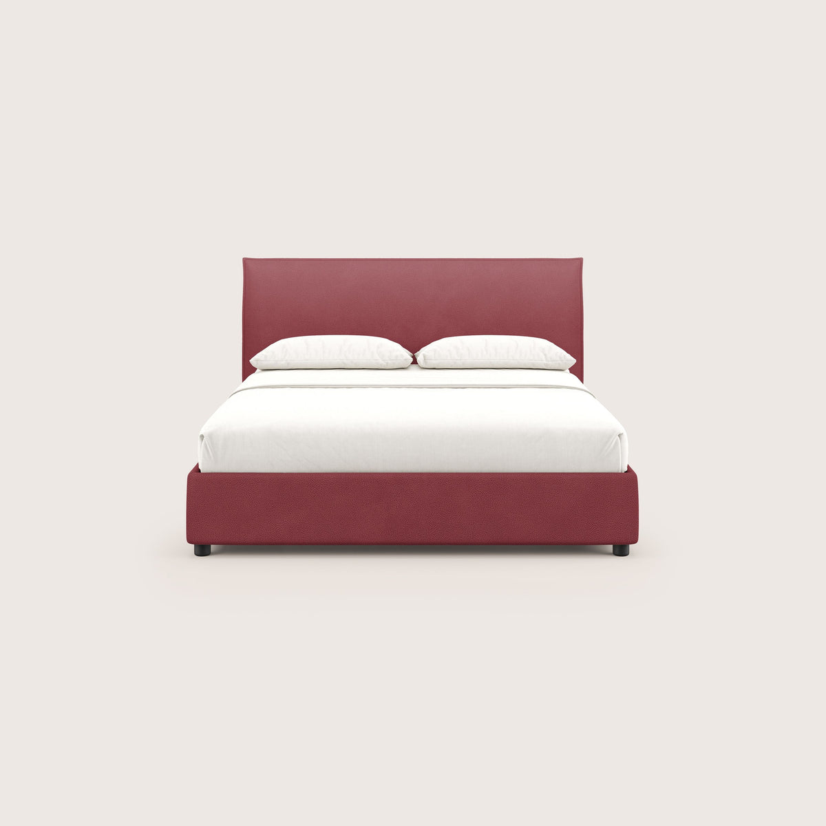 Nina letto contenitore dal design minimal in microfibra effetto pelle smacchiabile rosso - divitt.sbs