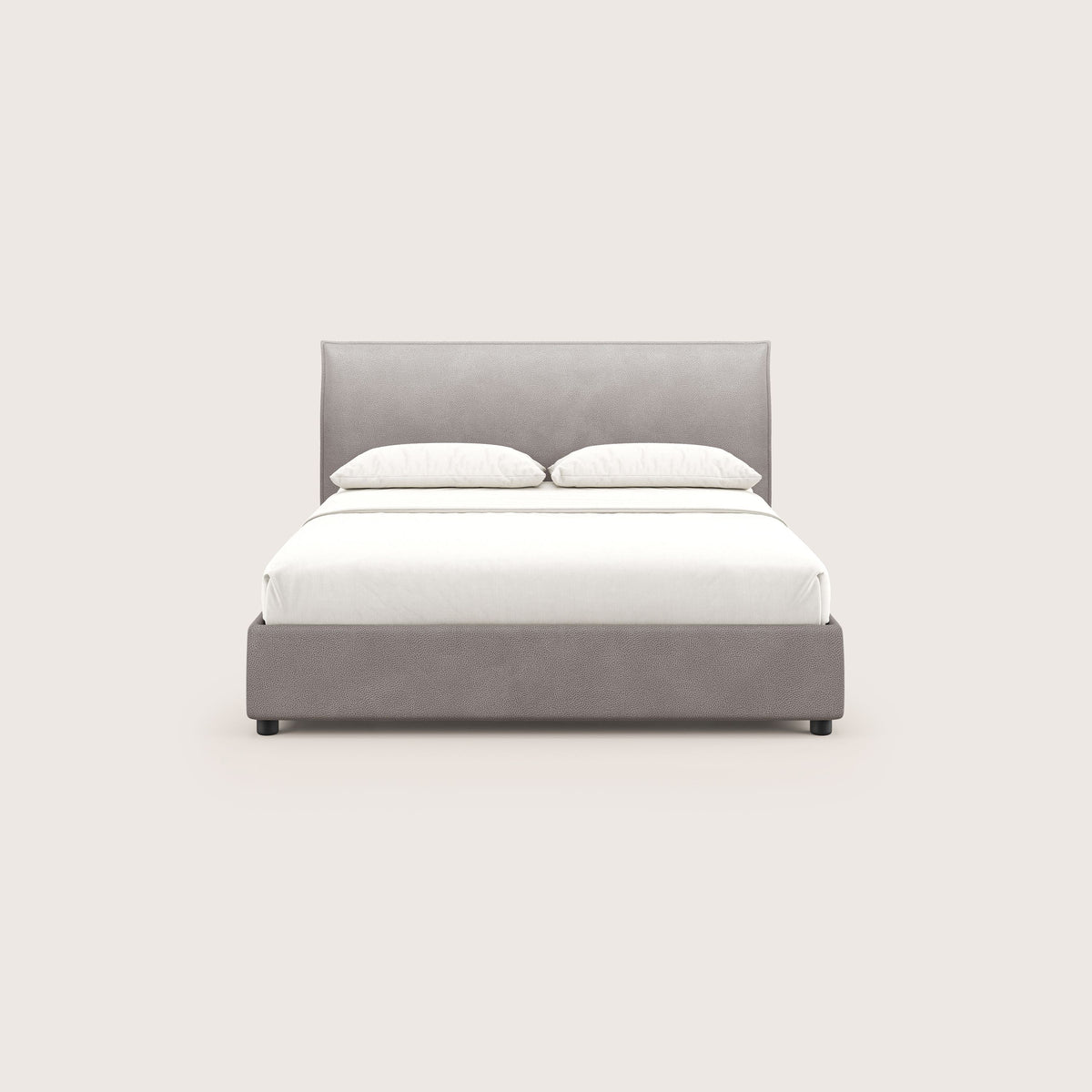 Nina letto contenitore dal design minimal in microfibra effetto pelle smacchiabile tortora - divitt.sbs