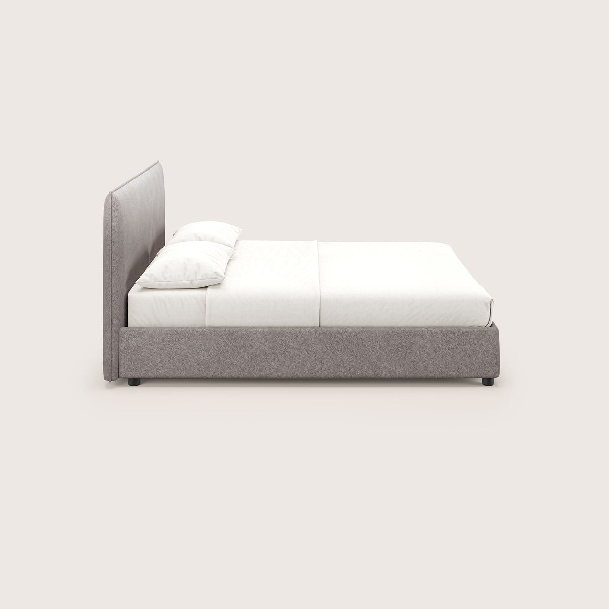 Nina letto contenitore dal design minimal in microfibra effetto pelle smacchiabile tortora - divitt.sbs