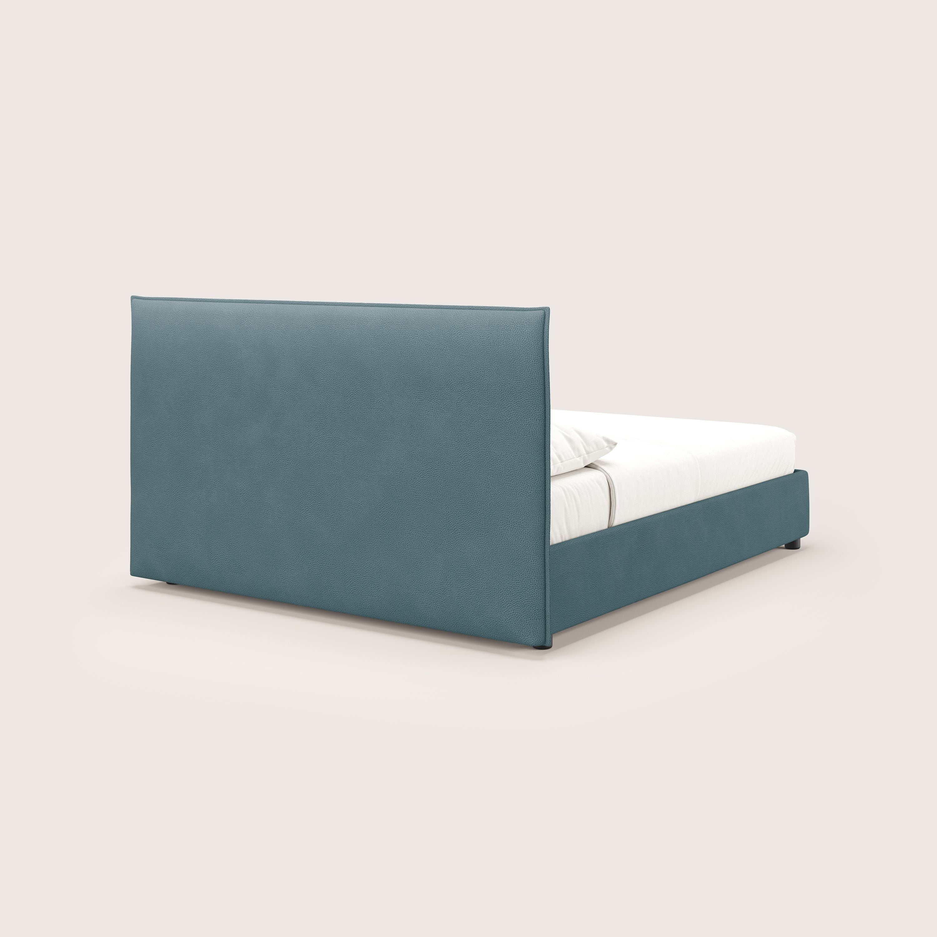 Nina letto contenitore dal design minimal in microfibra effetto pelle smacchiabile petrolio - divitt.sbs