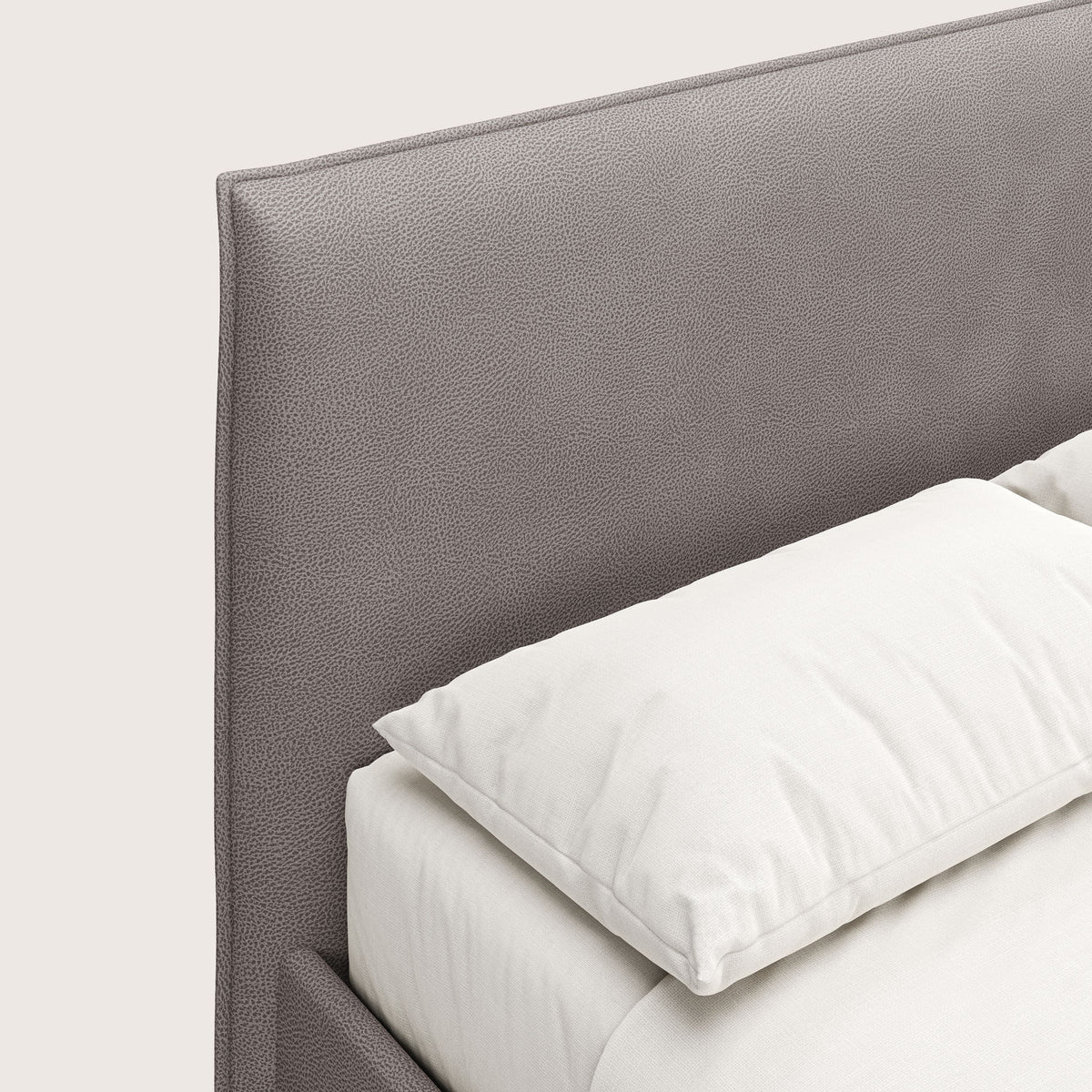Nina letto contenitore dal design minimal in microfibra effetto pelle smacchiabile tortora - divitt.sbs