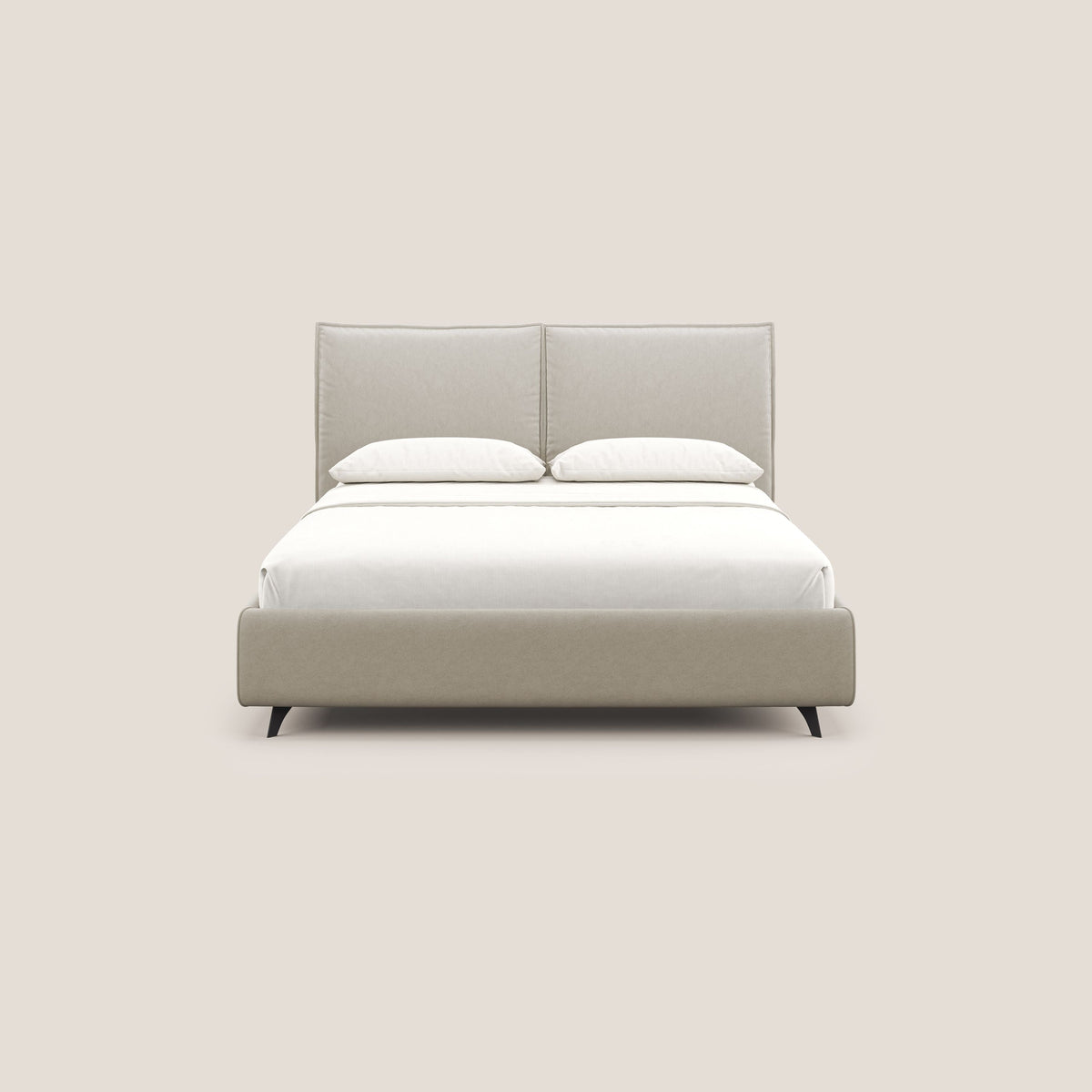 Nives letto imbottito contenitore sfoderabile in microfibra velluto impermeabile T09 beige - divitt.sbs