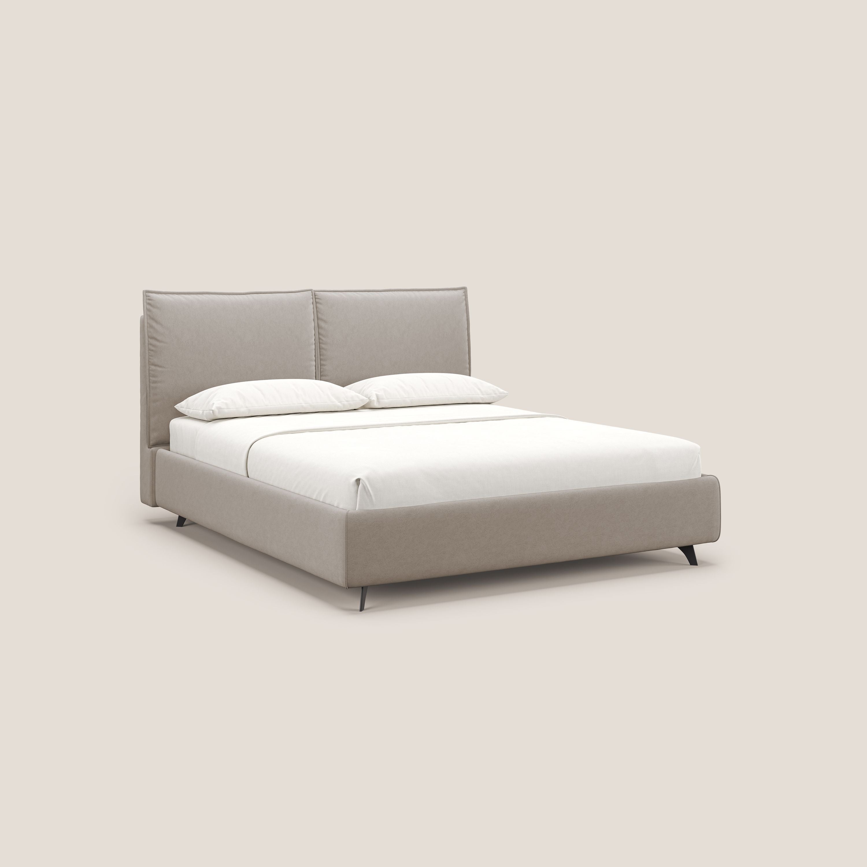 Nives letto imbottito contenitore sfoderabile in microfibra velluto impermeabile T09 tortora - divitt.sbs