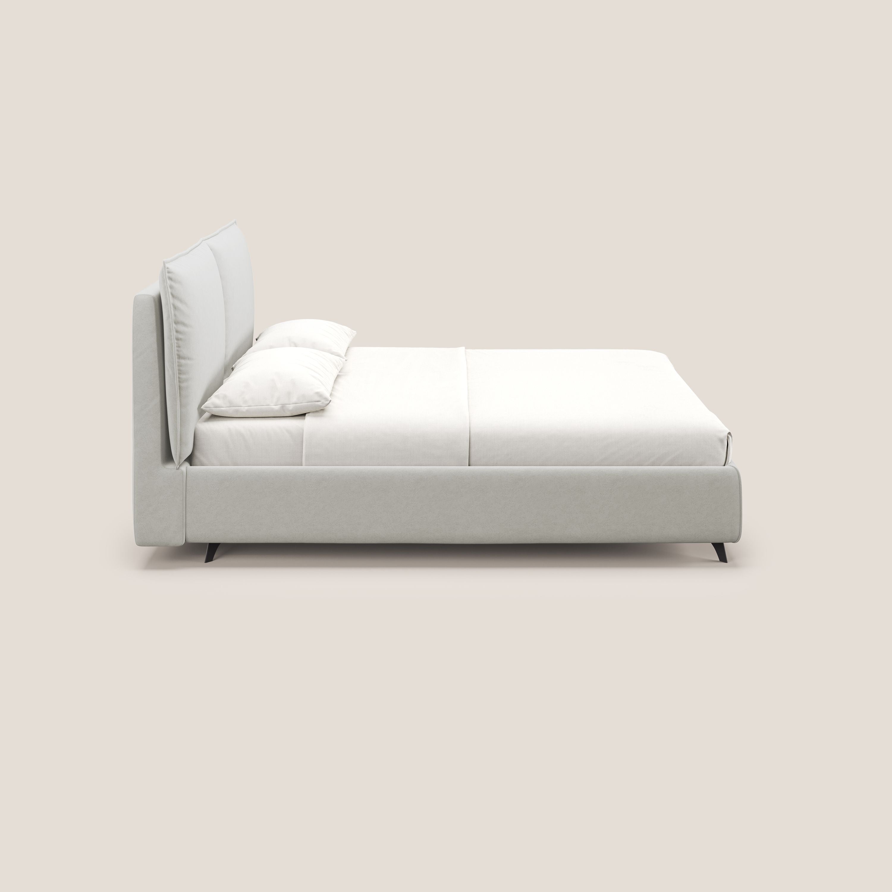 Nives letto imbottito contenitore sfoderabile in microfibra velluto impermeabile T09 panna - divitt.sbs