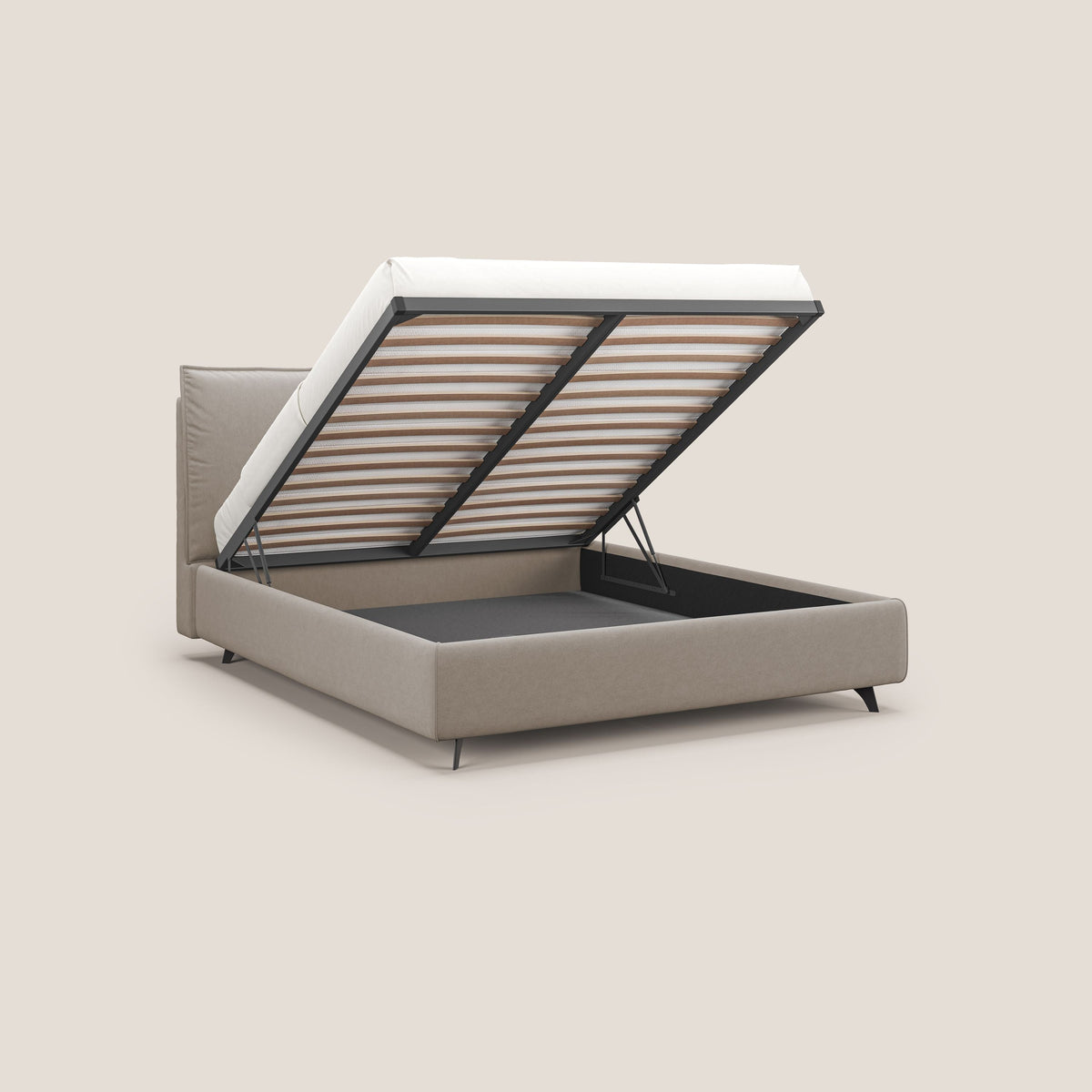 Nives letto imbottito contenitore sfoderabile in microfibra velluto impermeabile T09 tortora - divitt.sbs