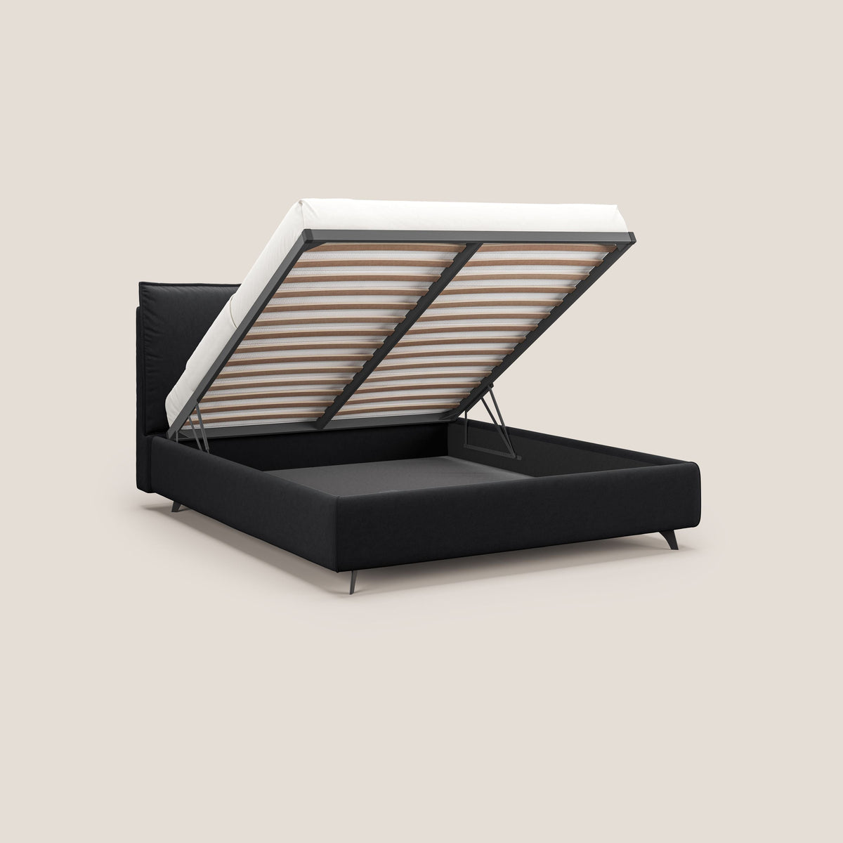 Nives letto imbottito contenitore sfoderabile in microfibra velluto impermeabile T09 antracite - divitt.sbs