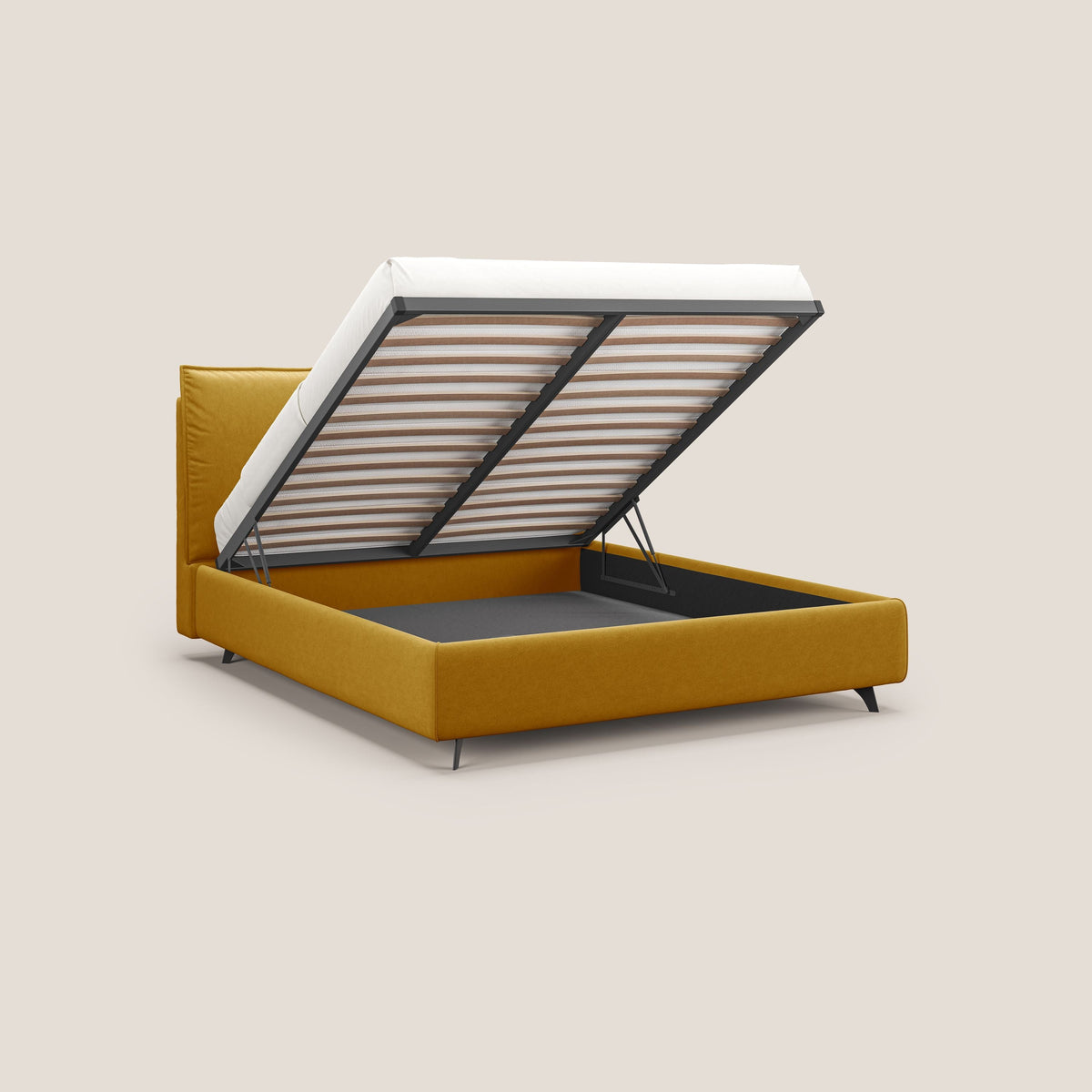 Nives letto imbottito contenitore sfoderabile in microfibra velluto impermeabile T09 giallo - divitt.sbs