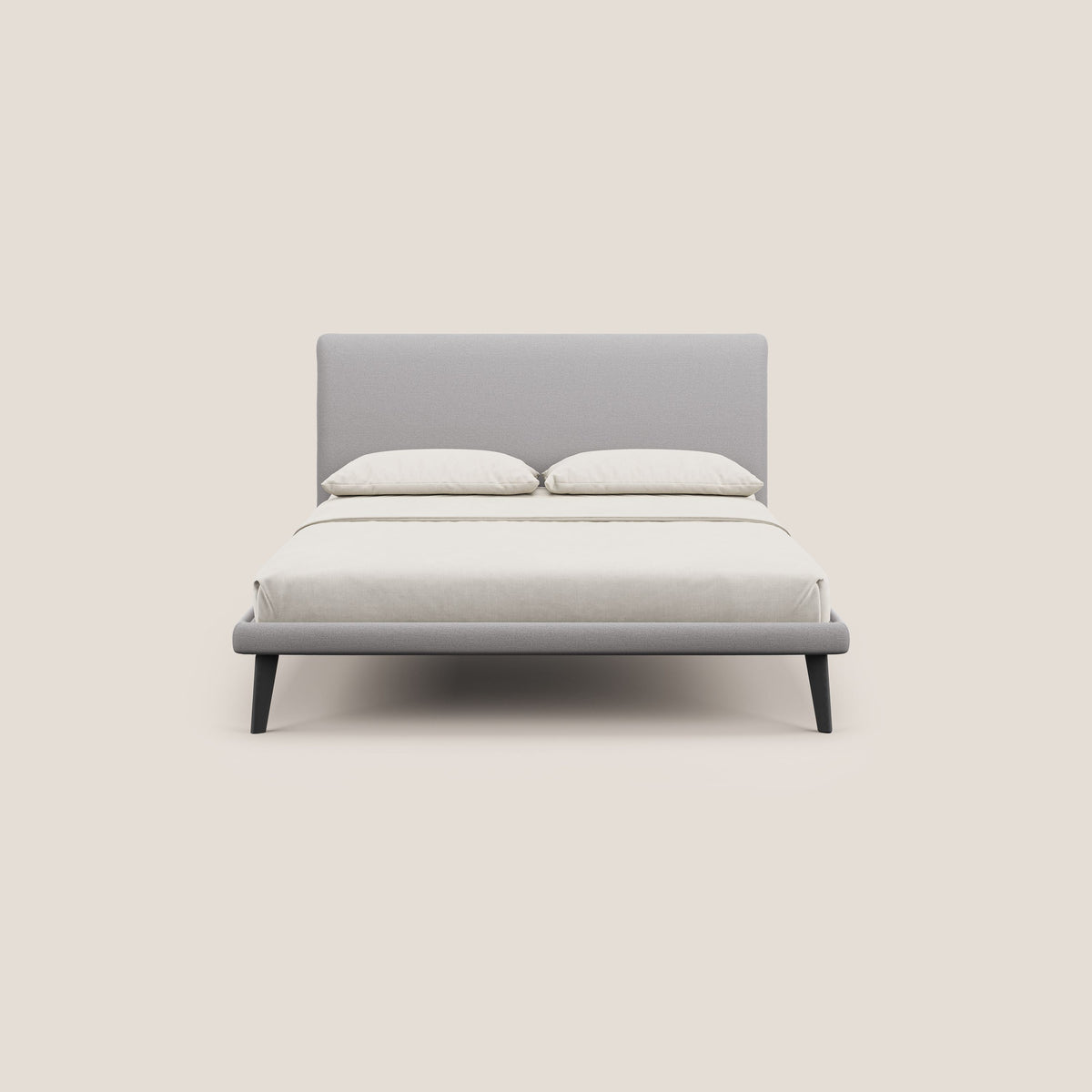 Noel letto minimal scandinavo con piedi in mogano e tessuto fiammato impermeabile T19 - divitt.sbs