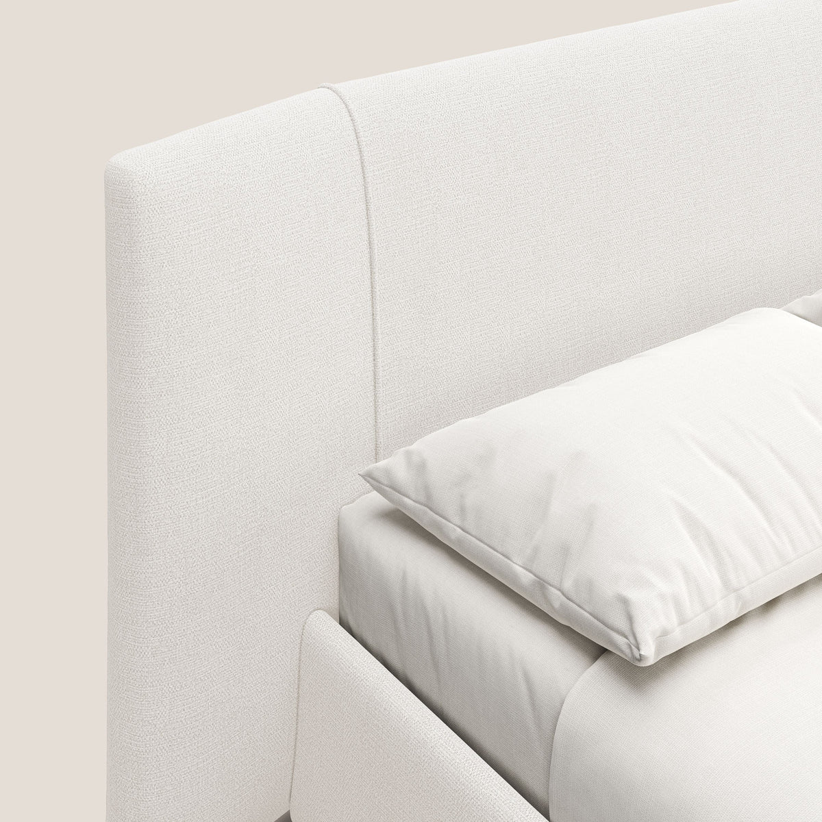 Omero letto imbottito contenitore sfoderabile in tessuto fiammato impermeabile T14 panna - divitt.sbs