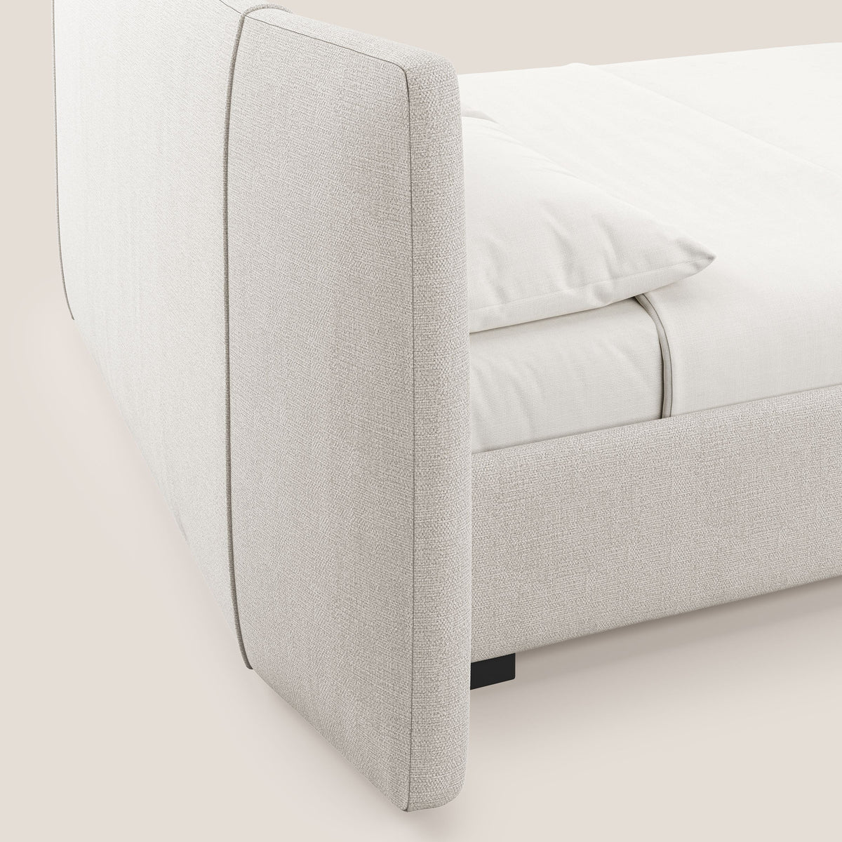 Omero letto imbottito contenitore sfoderabile in tessuto fiammato impermeabile T14 panna - divitt.sbs