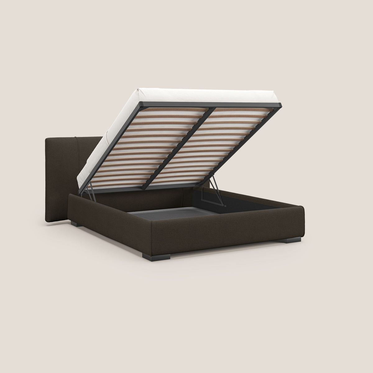 Omero letto imbottito contenitore sfoderabile in tessuto fiammato impermeabile T14 marrone - divitt.sbs