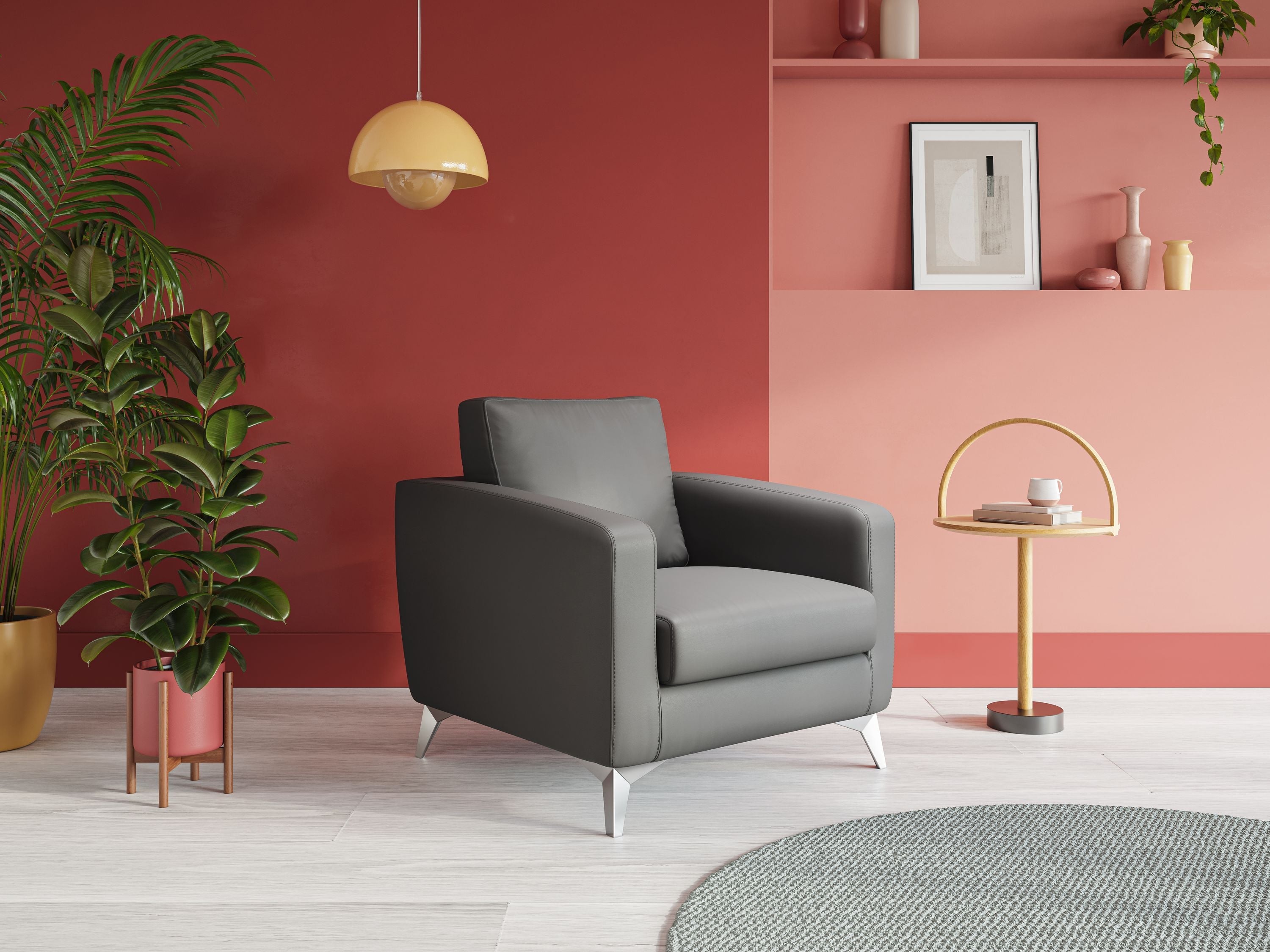 Orione Poltroncina in ecopelle moderna e impermeabile T04 antracite - divitt.sbs