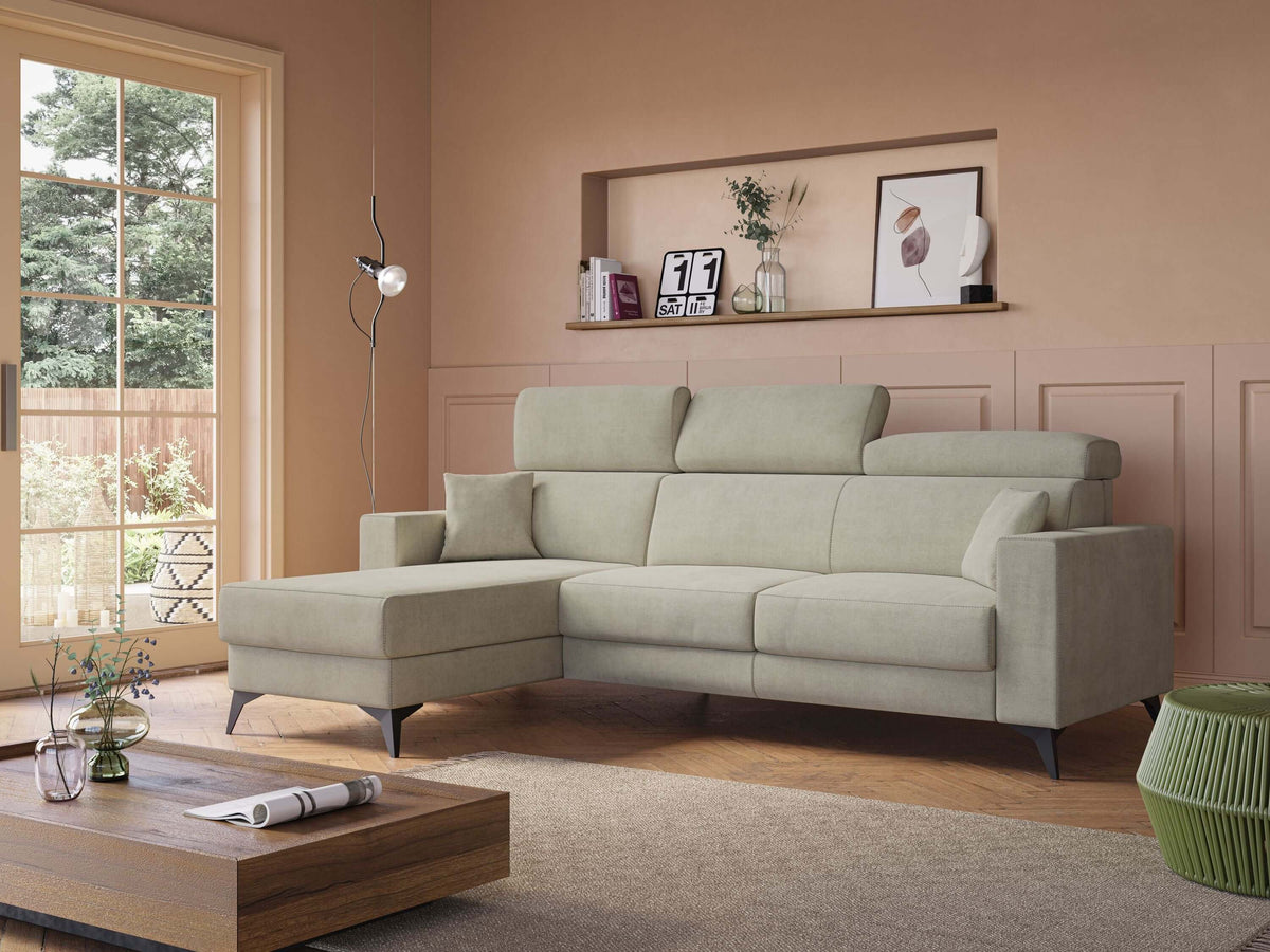 Shop online Pegaso divano letto angolare con poggiatesta reclinabili e rivestimento impermeabile T02 rosa - divitt.sbs
