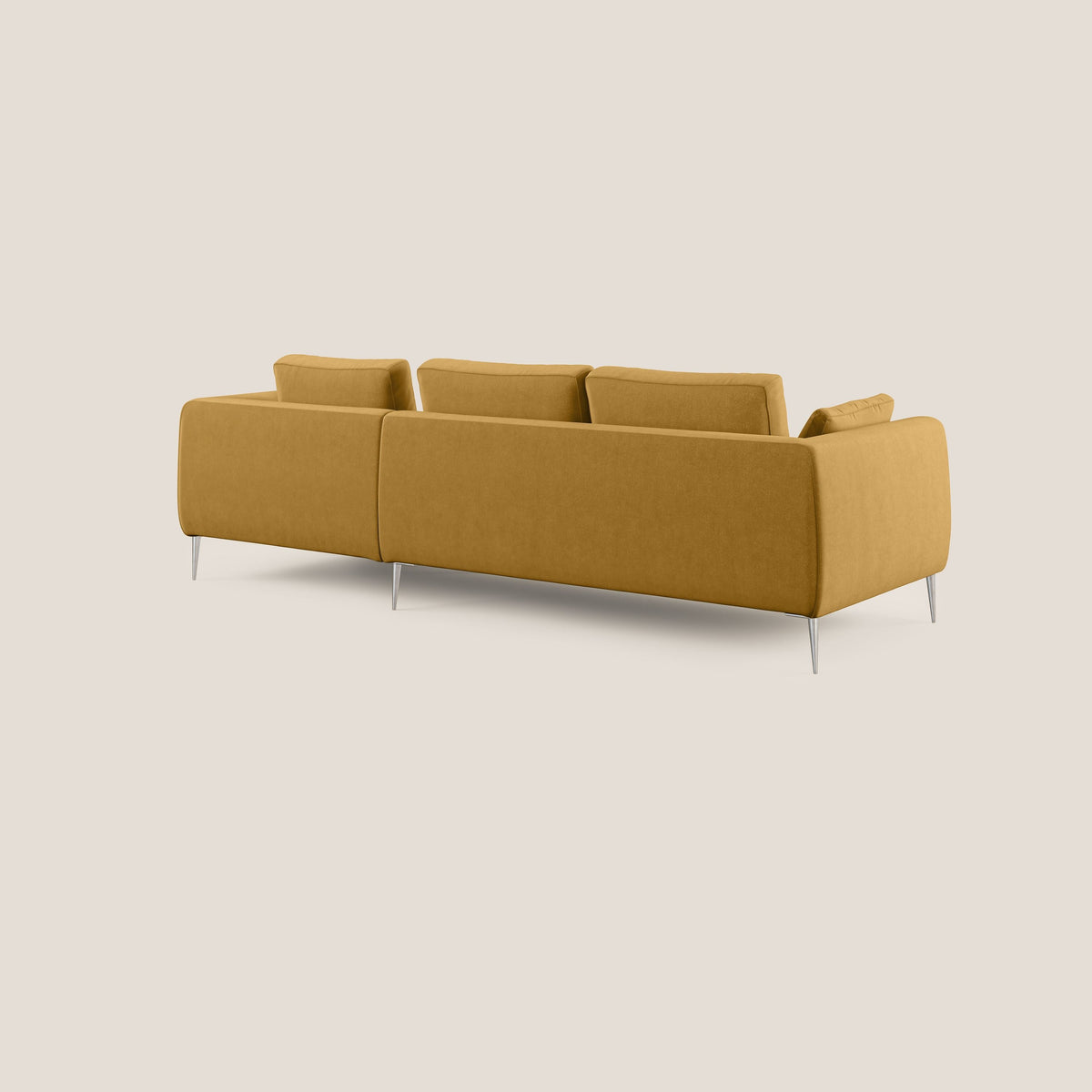 Plano divano moderno angolare con penisola in microfibra smacchiabile T11 giallo - divitt.sbs