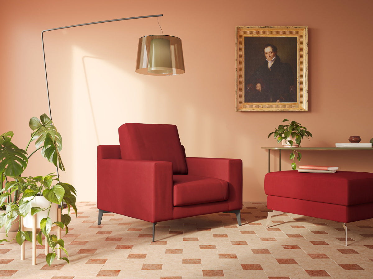 Prestige poltroncina moderna in microfibra smacchiabile T11 rosso - divitt.sbs
