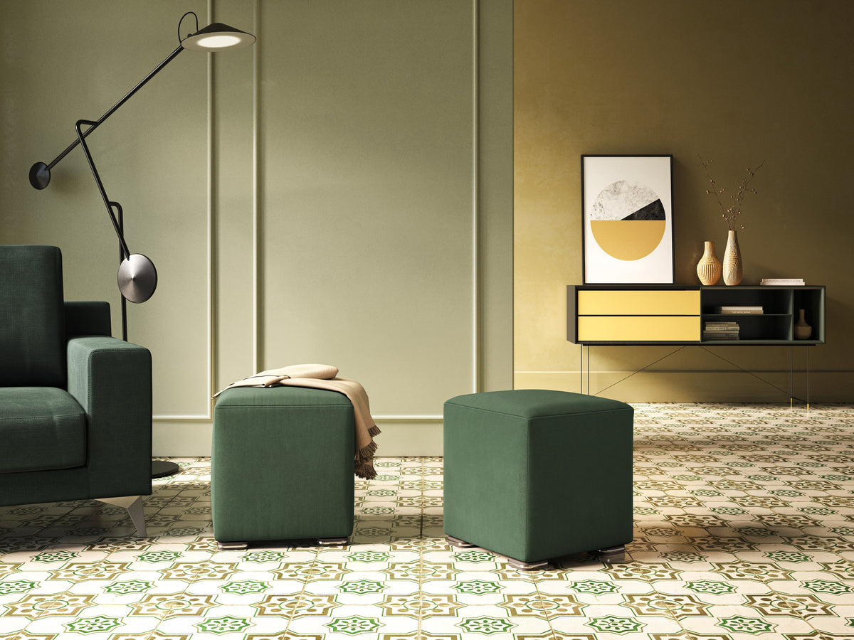 Cube pouf in microfibra smacchiabile T11 verde - divitt.sbs