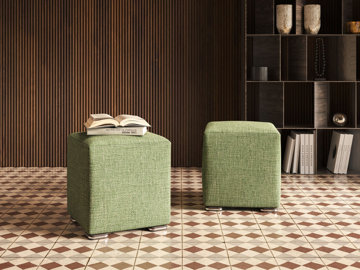 Cube pouf in morbido tessuto impermeabile ad intreccio melangiato T06 giallo - divitt.sbs