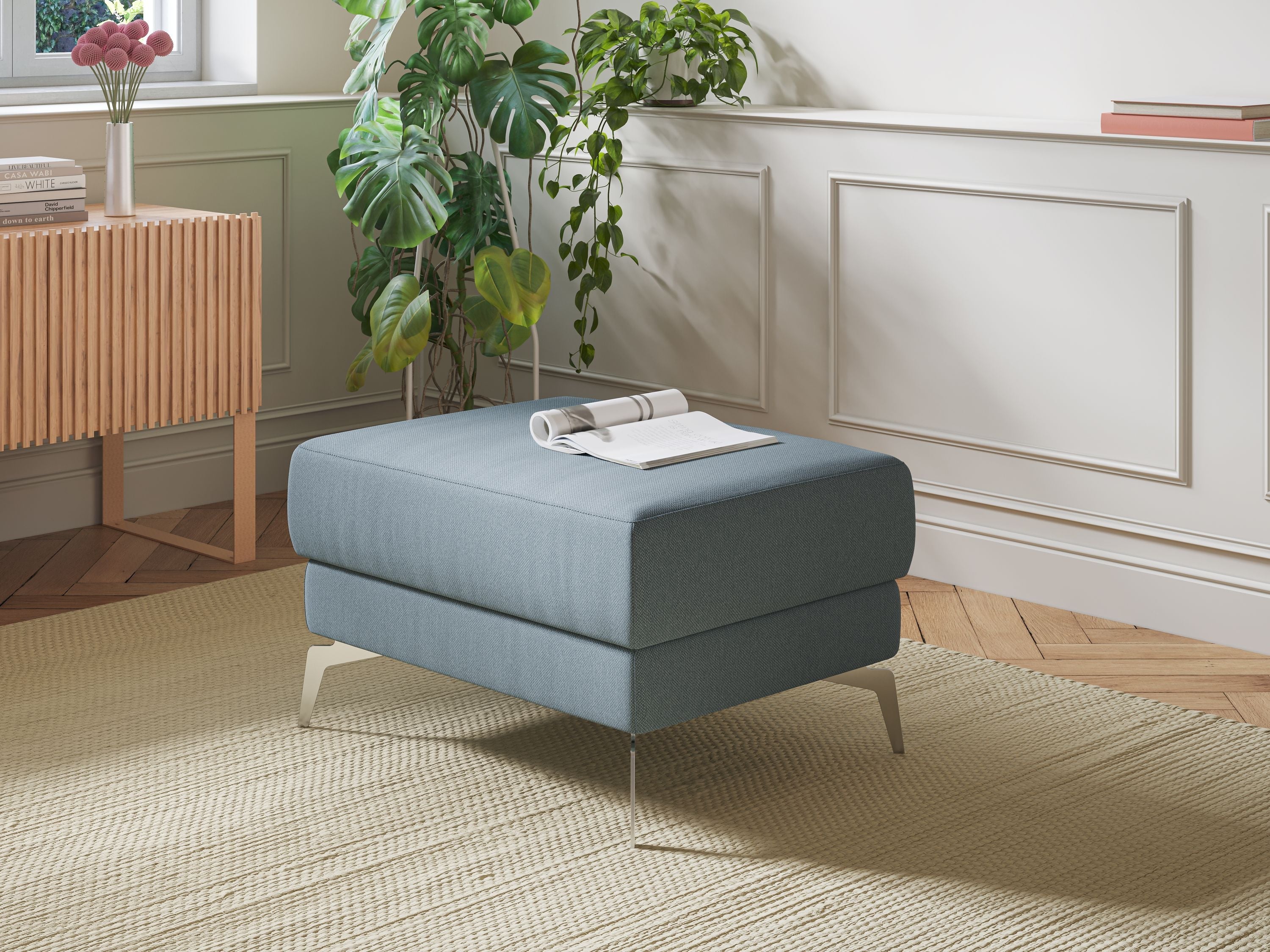 Star Pouf con piedini alti in tessuto smacchiabile T05 giallo - divitt.sbs