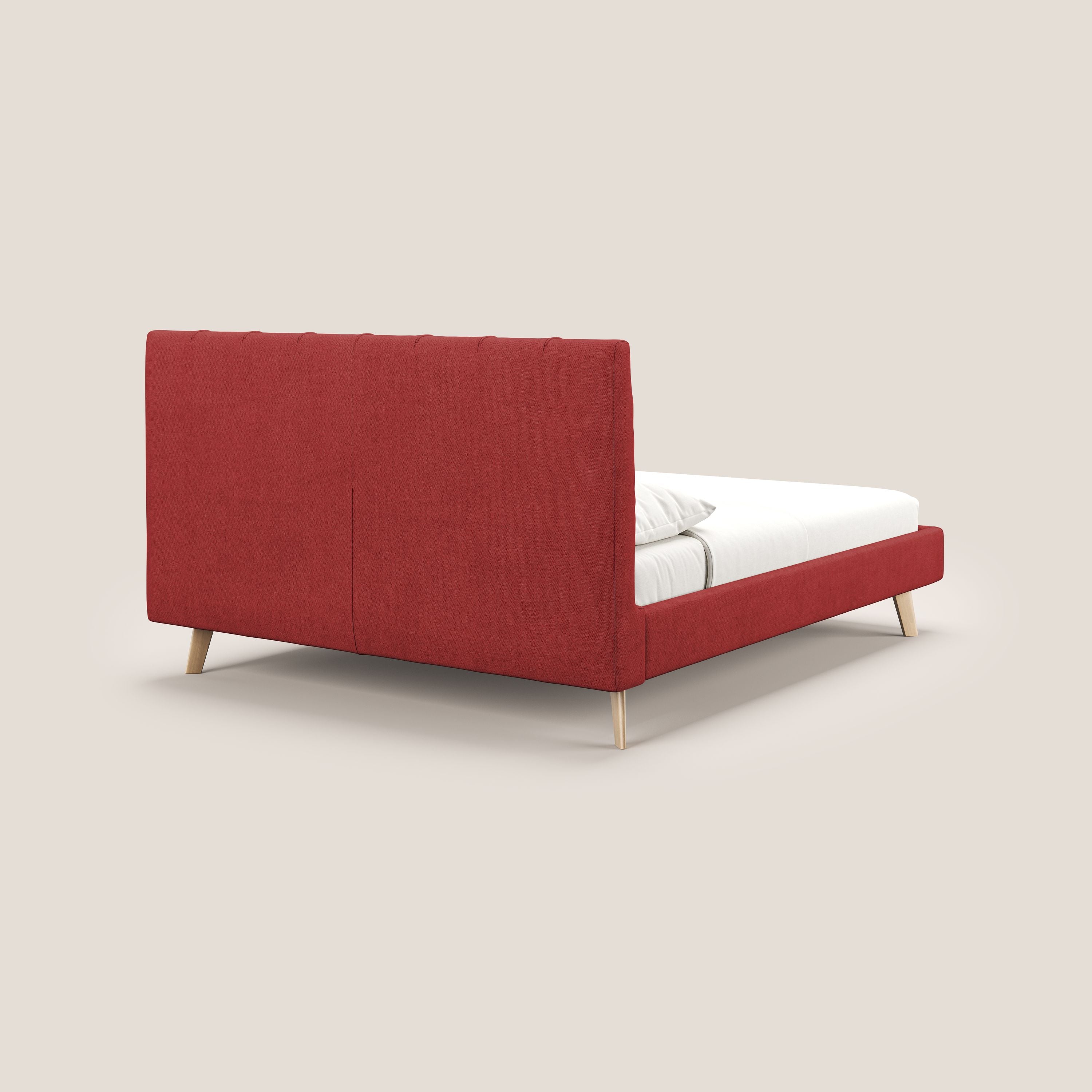 Selene letto imbottito con piedini naturali sfoderabile in tessuto impermeabile T02 rosso - divitt.sbs