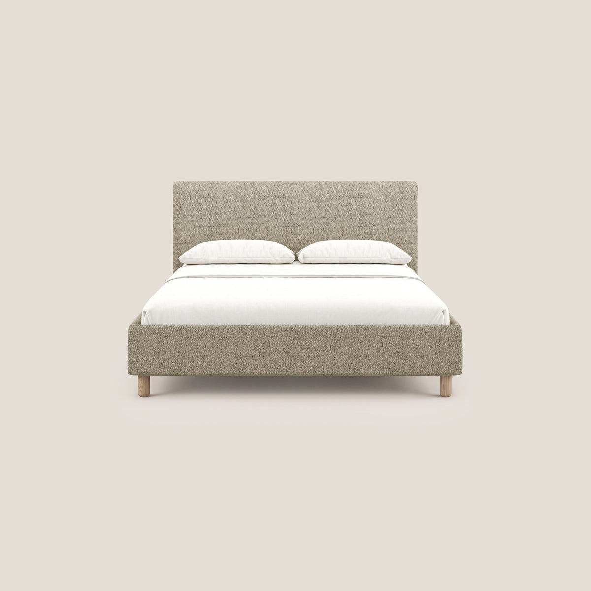 Serena letto contenitore salvaspazio scandinavo in tessuto fiammato impermeabile T03 beige - divitt.sbs