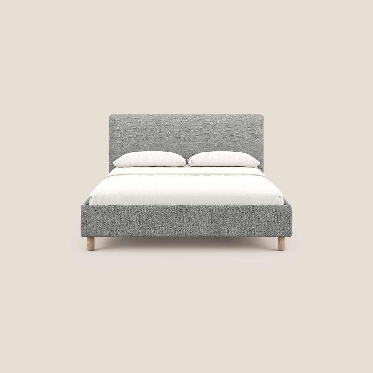 Serena letto contenitore salvaspazio scandinavo in tessuto fiammato impermeabile T03 grigio chiaro - divitt.sbs