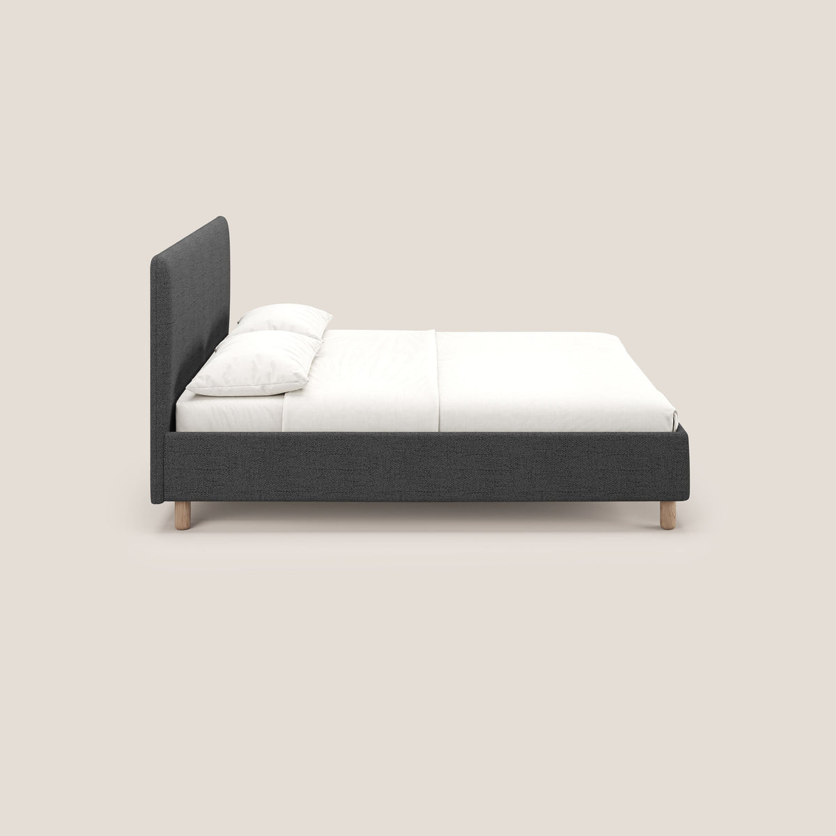 Serena letto contenitore salvaspazio scandinavo in tessuto fiammato impermeabile T03 grigio - divitt.sbs