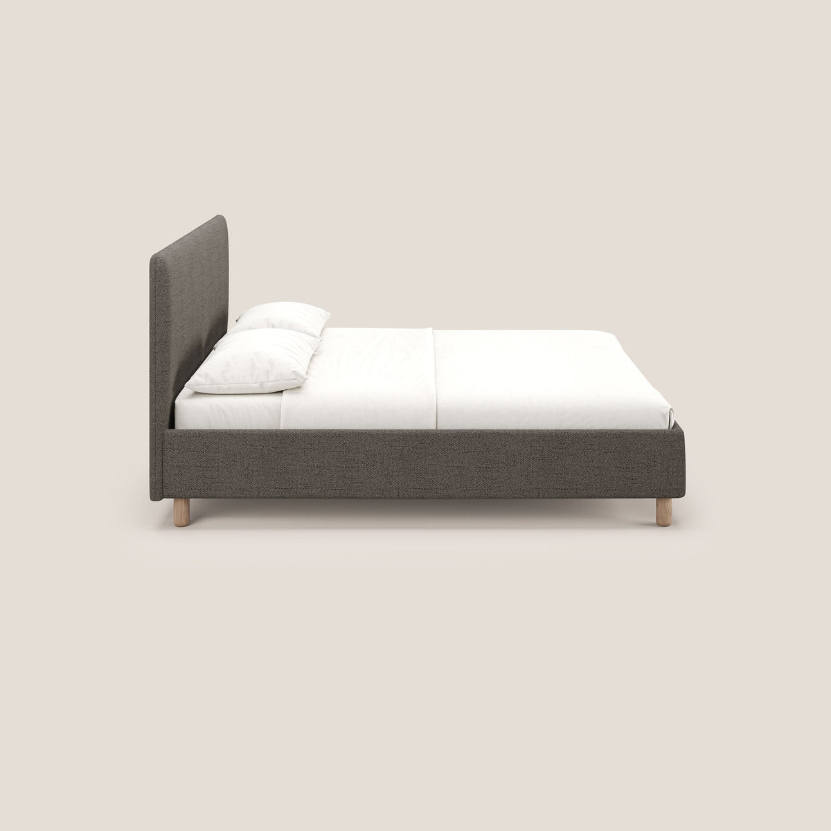 Serena letto contenitore salvaspazio scandinavo in tessuto fiammato impermeabile T03 talpa - divitt.sbs