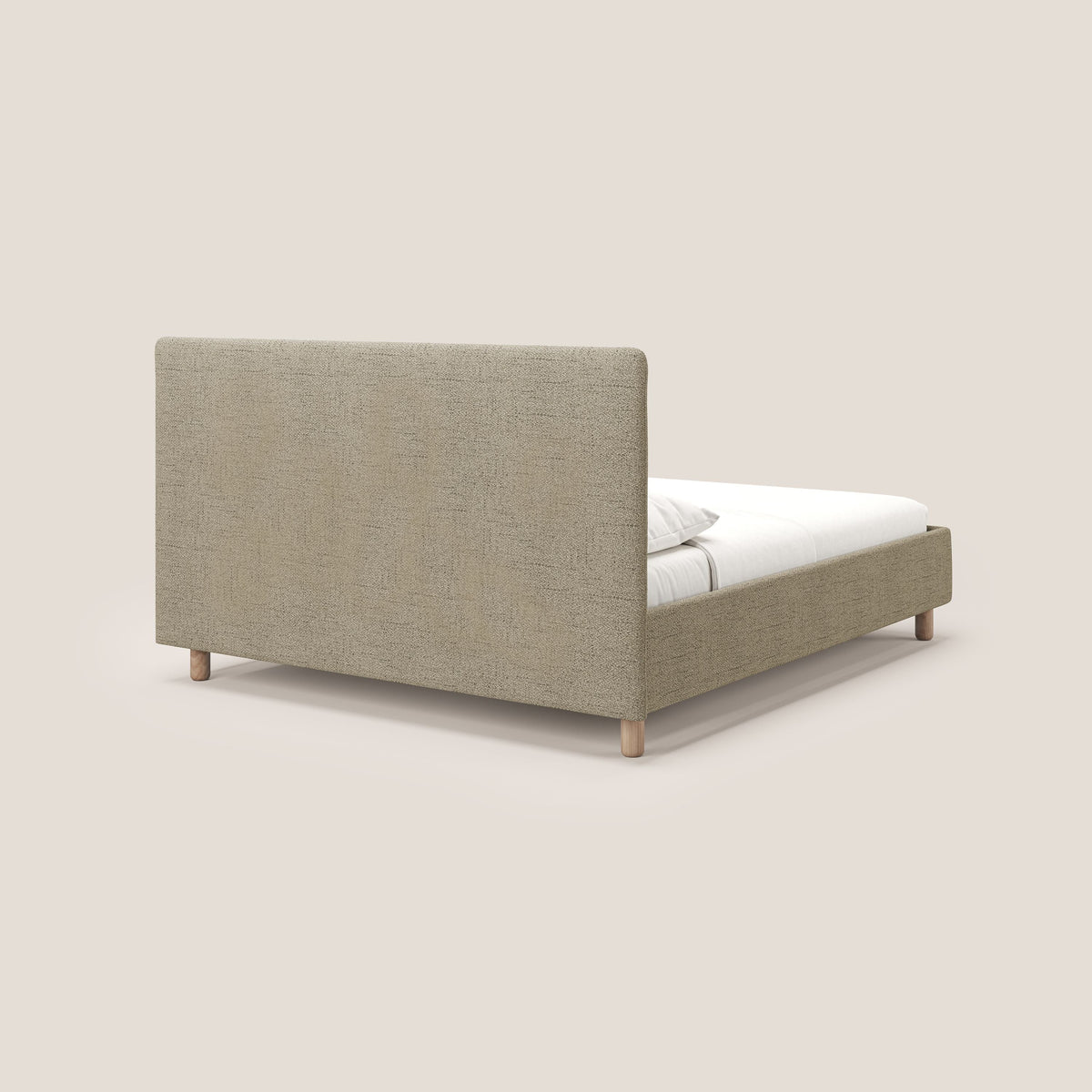 Serena letto contenitore salvaspazio scandinavo in tessuto fiammato impermeabile T03 beige - divitt.sbs