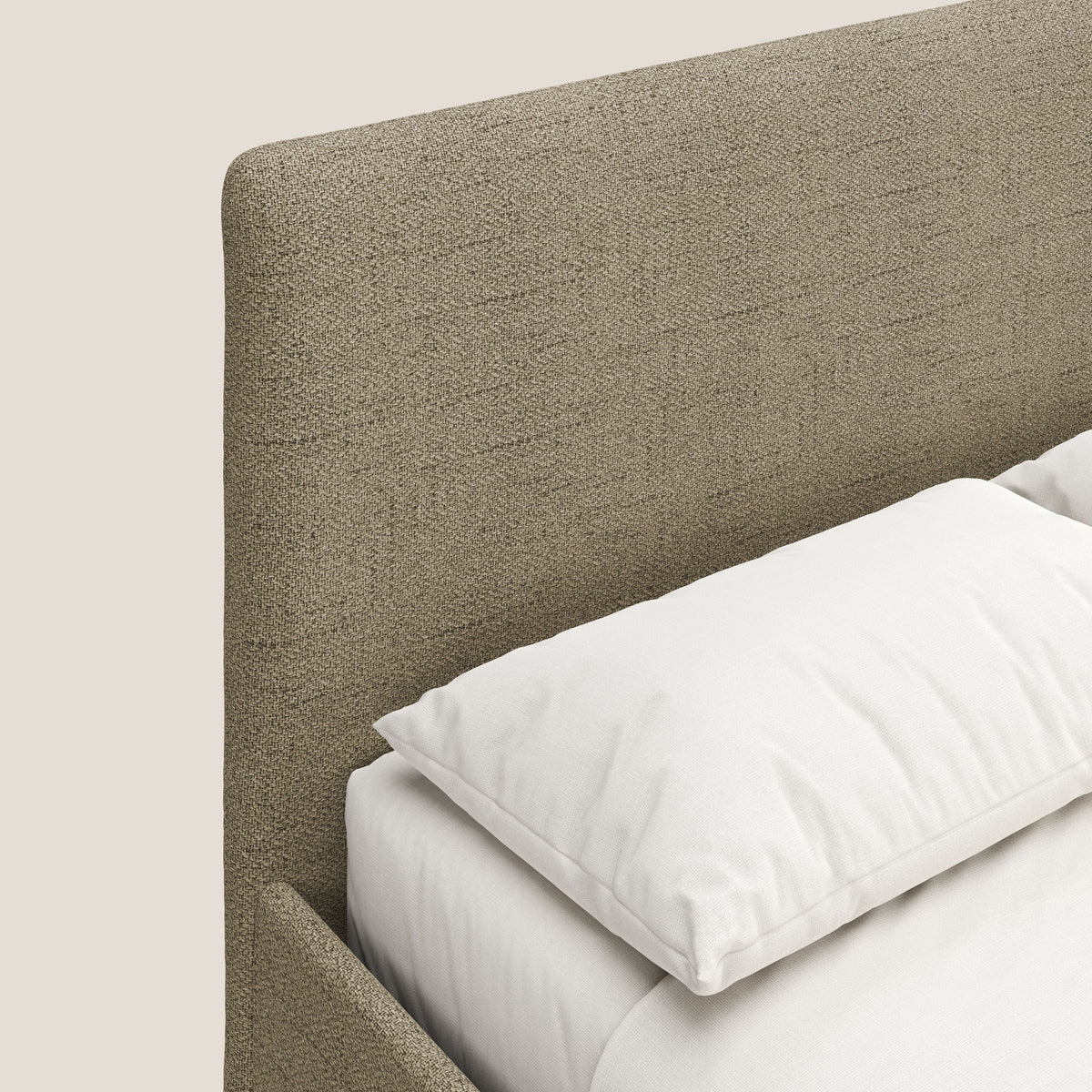 Serena letto contenitore salvaspazio scandinavo in tessuto fiammato impermeabile T03 beige - divitt.sbs