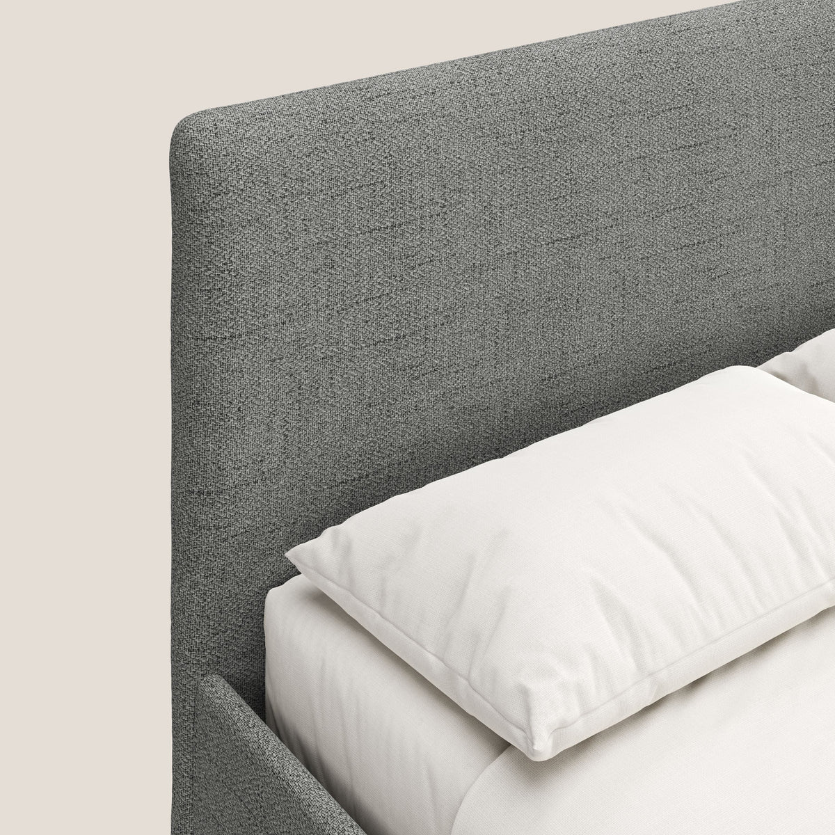 Serena letto contenitore salvaspazio scandinavo in tessuto fiammato impermeabile T03 grigio chiaro - divitt.sbs