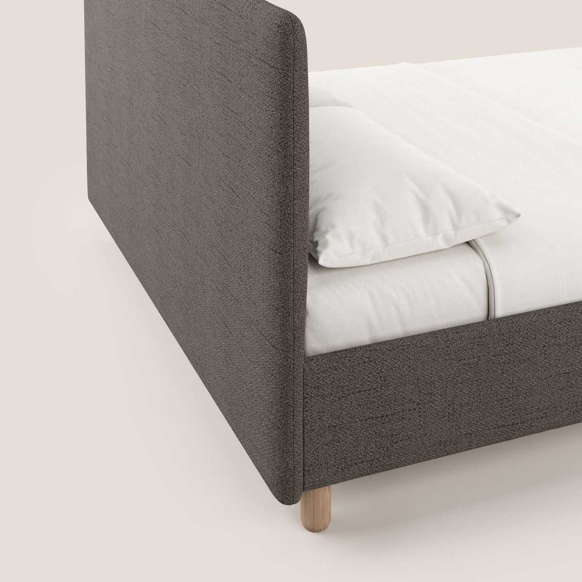 Serena letto contenitore salvaspazio scandinavo in tessuto fiammato impermeabile T03 talpa - divitt.sbs