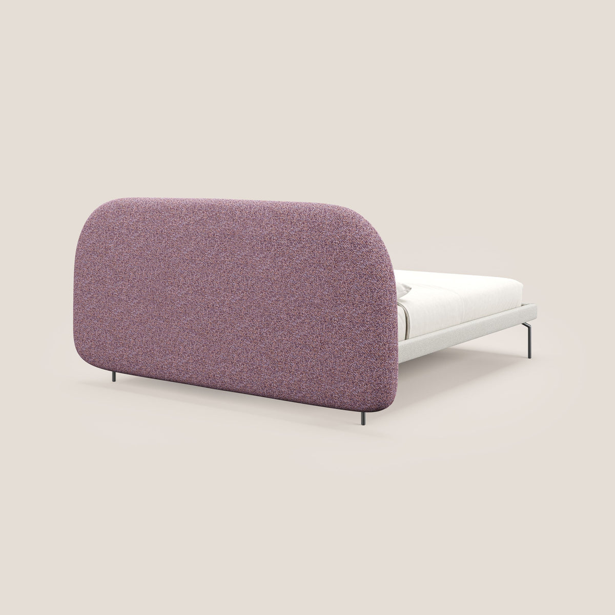 Soleil letto imbottito di design con piedi alti in metallo in bouclet smacchiabile T12 viola - divitt.sbs