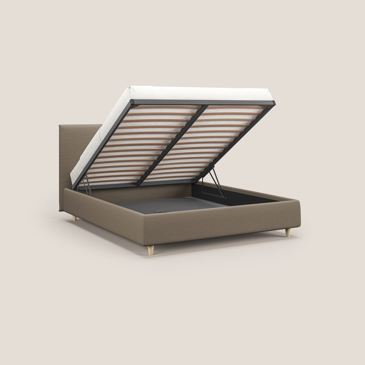 Teresa letto contenitore e sfoderabile in tessuto misto cotone impermeabile T13 beige - divitt.sbs
