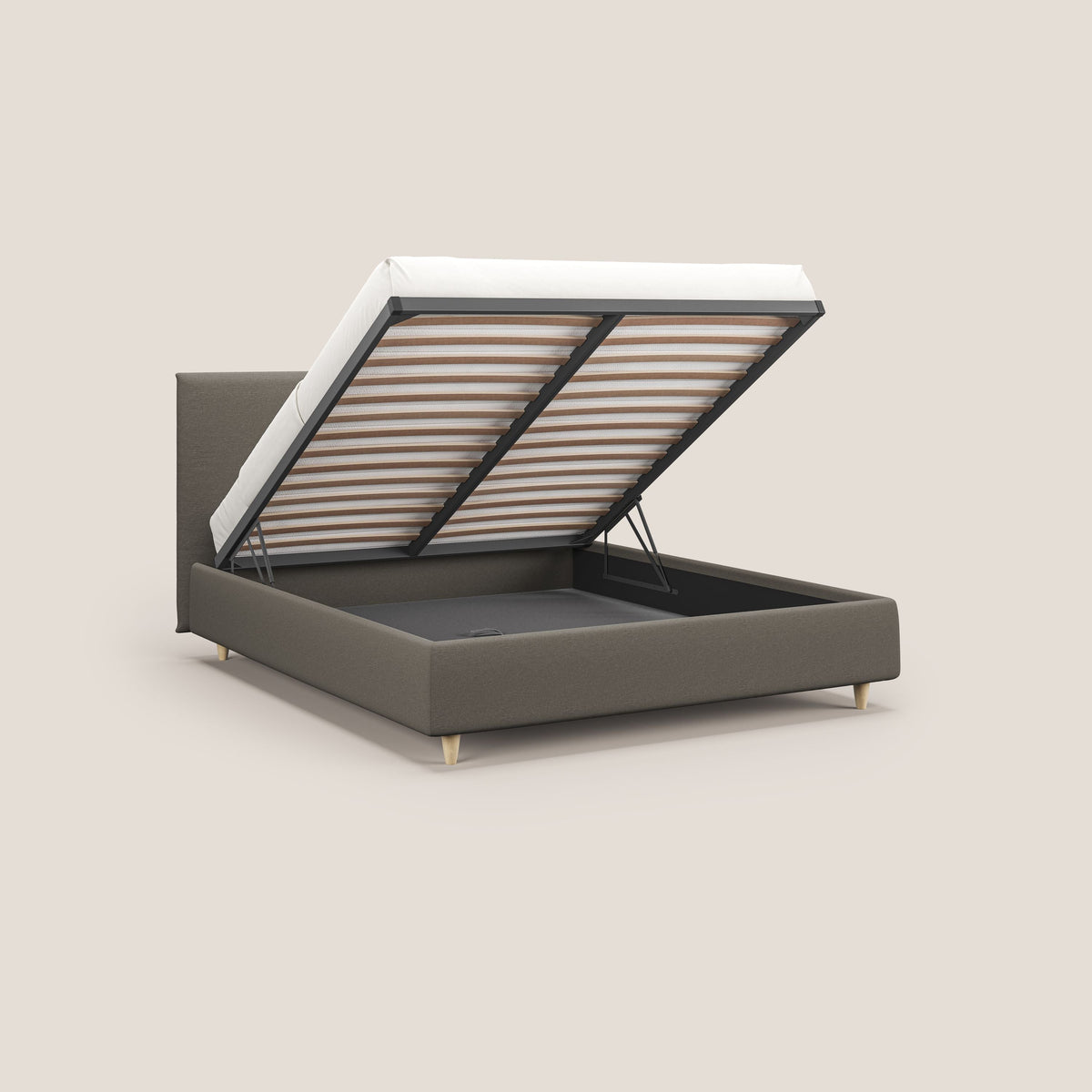 Teresa letto contenitore e sfoderabile in tessuto misto cotone impermeabile T13 tortora - divitt.sbs