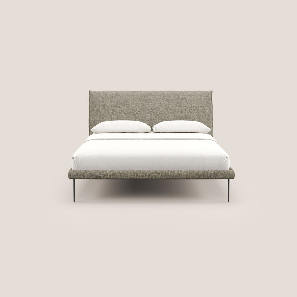 Theo letto imbottito moderno sfoderabile con piedi alti in metallo in tessuto impermeabile T10 tortora - divitt.sbs