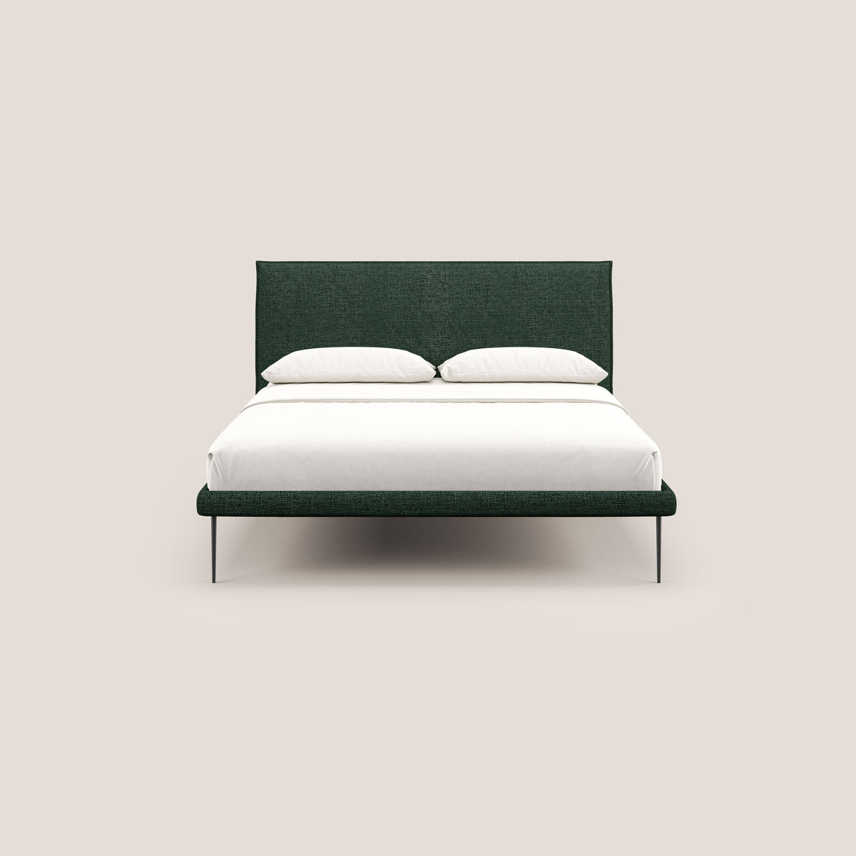 Theo letto imbottito moderno sfoderabile con piedi alti in metallo in tessuto impermeabile T10 verde - divitt.sbs