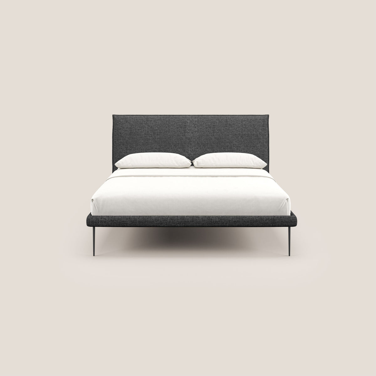 Theo letto imbottito moderno sfoderabile con piedi alti in metallo in tessuto impermeabile T10 antracite - divitt.sbs