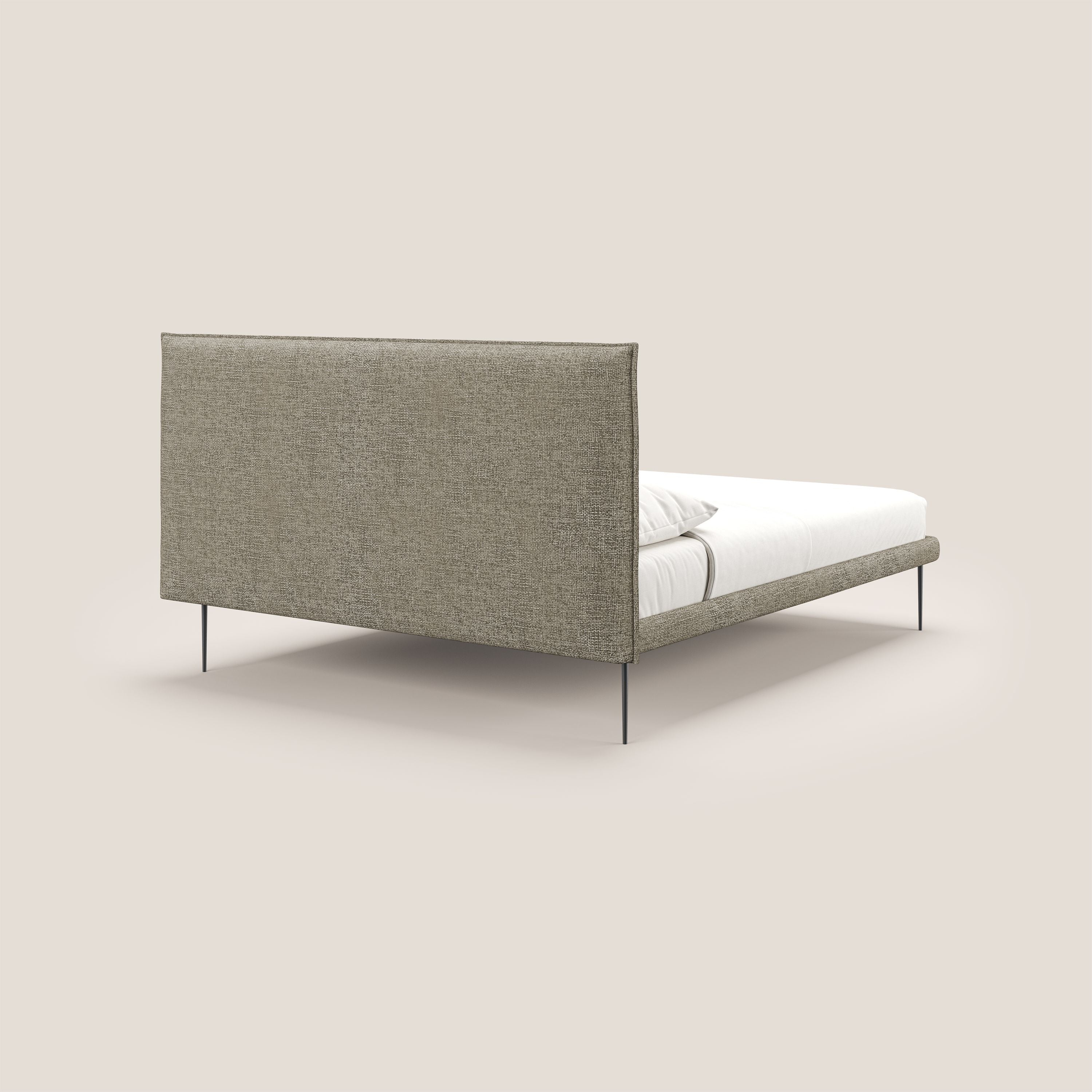Theo letto imbottito moderno sfoderabile con piedi alti in metallo in tessuto impermeabile T10 tortora - divitt.sbs