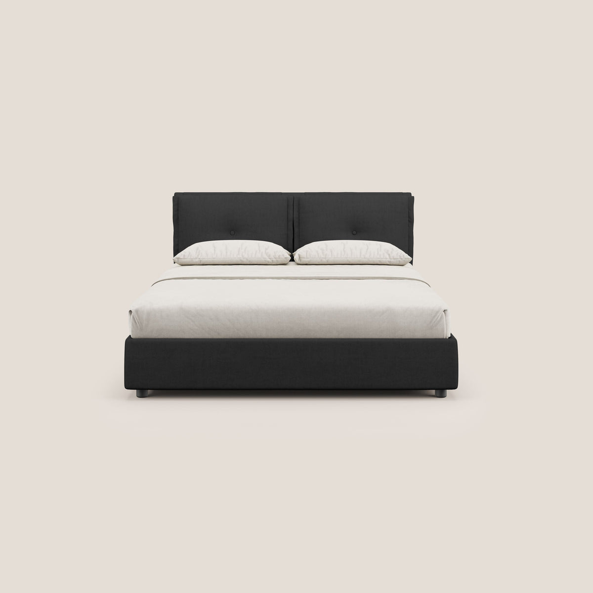 Travis letto contenitore con cuscini mobili trapuntati in tessuto impermeabile T02 nero - divitt.sbs