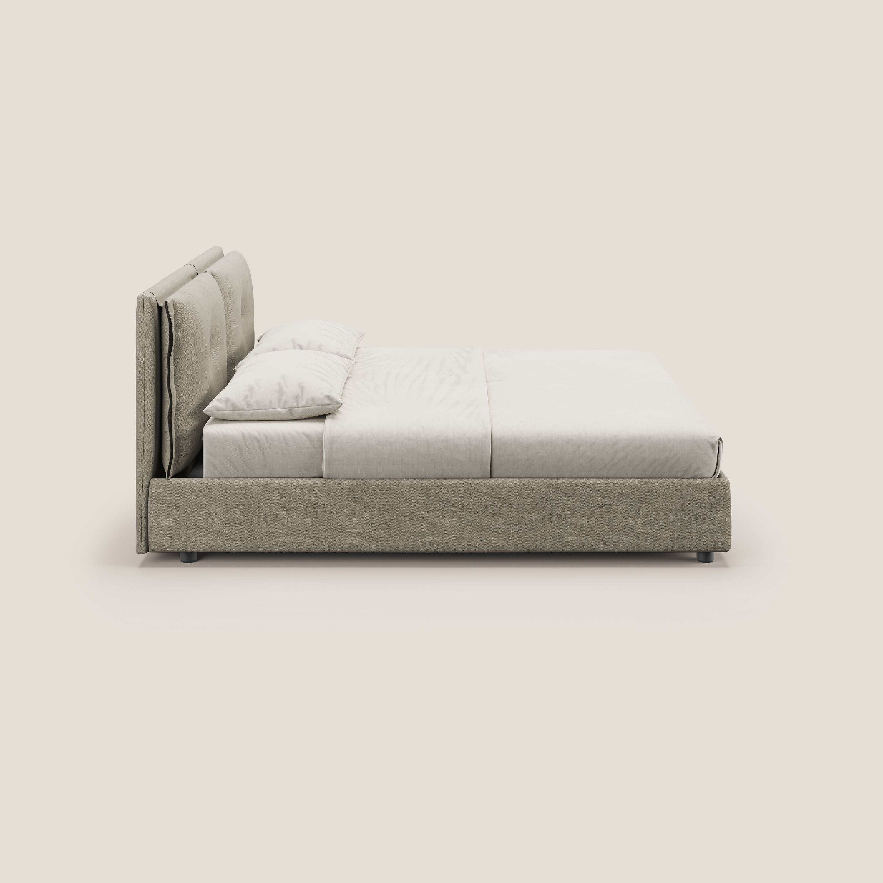 Travis letto contenitore con cuscini mobili trapuntati in tessuto impermeabile T02 panna - divitt.sbs