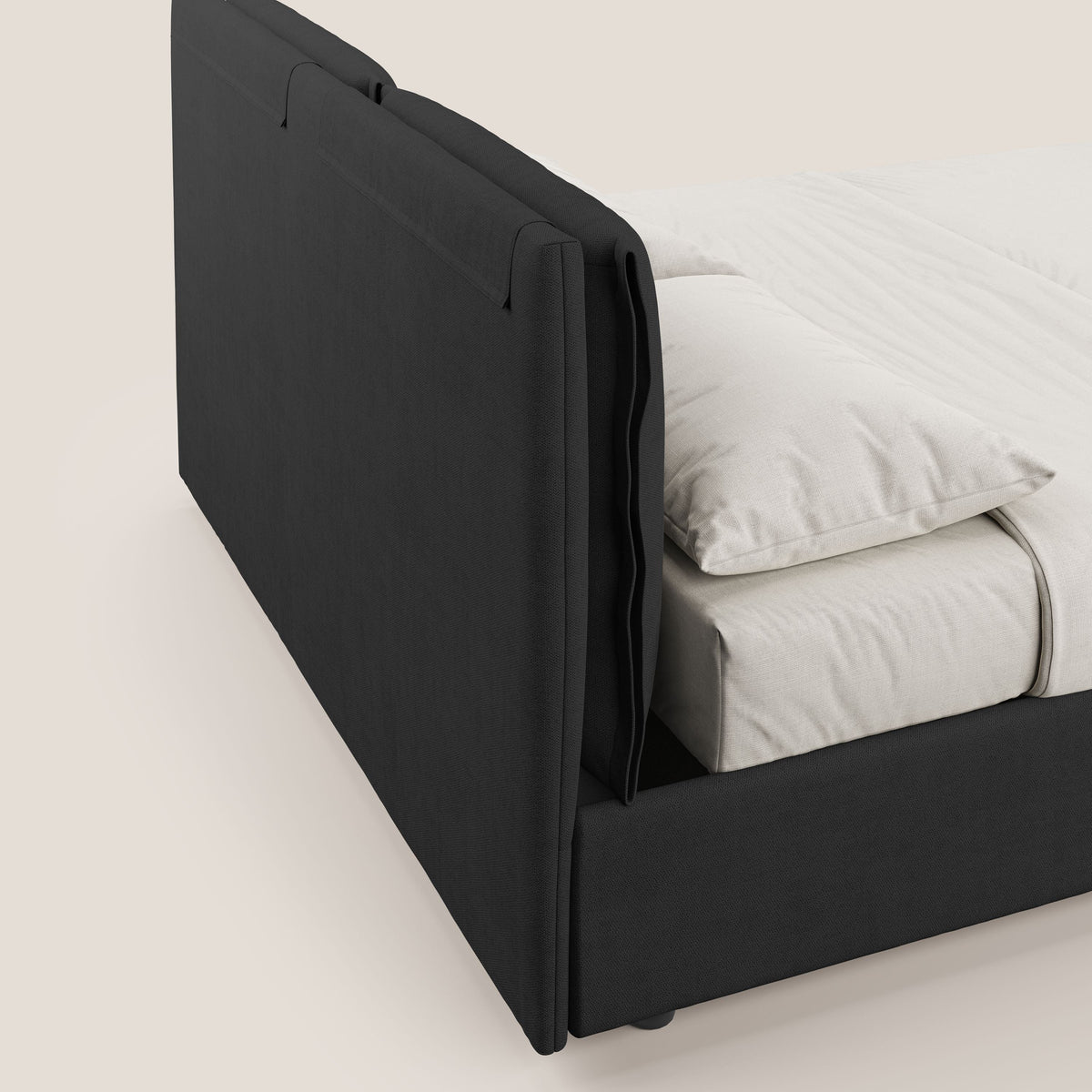 Travis letto contenitore con cuscini mobili trapuntati in tessuto impermeabile T02 nero - divitt.sbs