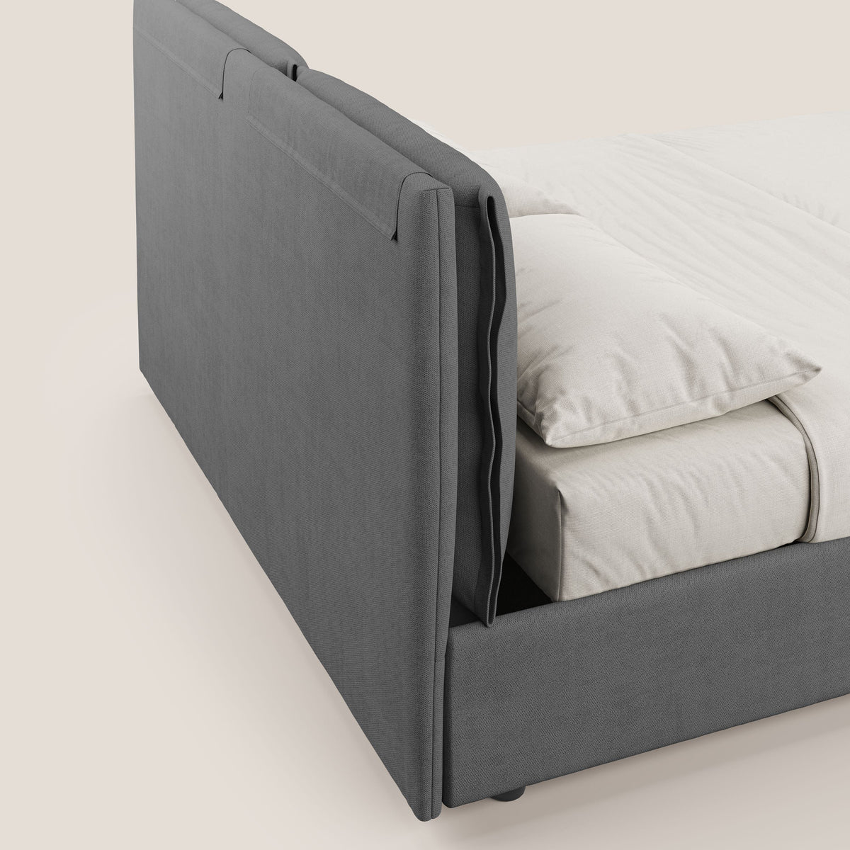 Travis letto contenitore con cuscini mobili trapuntati in tessuto impermeabile T02 grigio - divitt.sbs