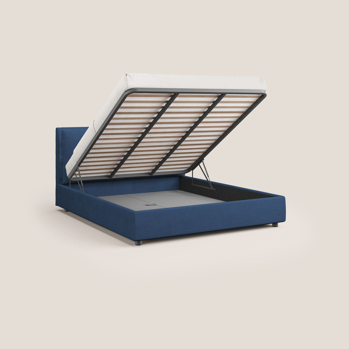 Travis letto contenitore con cuscini mobili trapuntati in tessuto impermeabile T02 blu - divitt.sbs