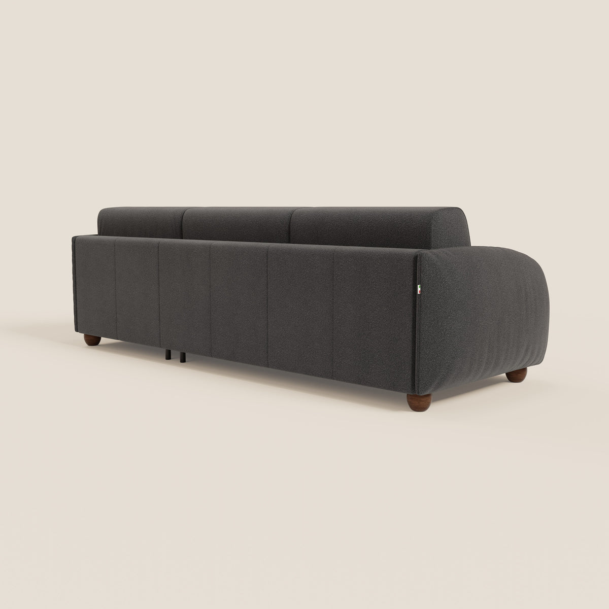 Giglio divano letto angolare con materasso alto 18 cm e penisola contenitore in morbido bouclé impermeabile T07 - divitt.sbs